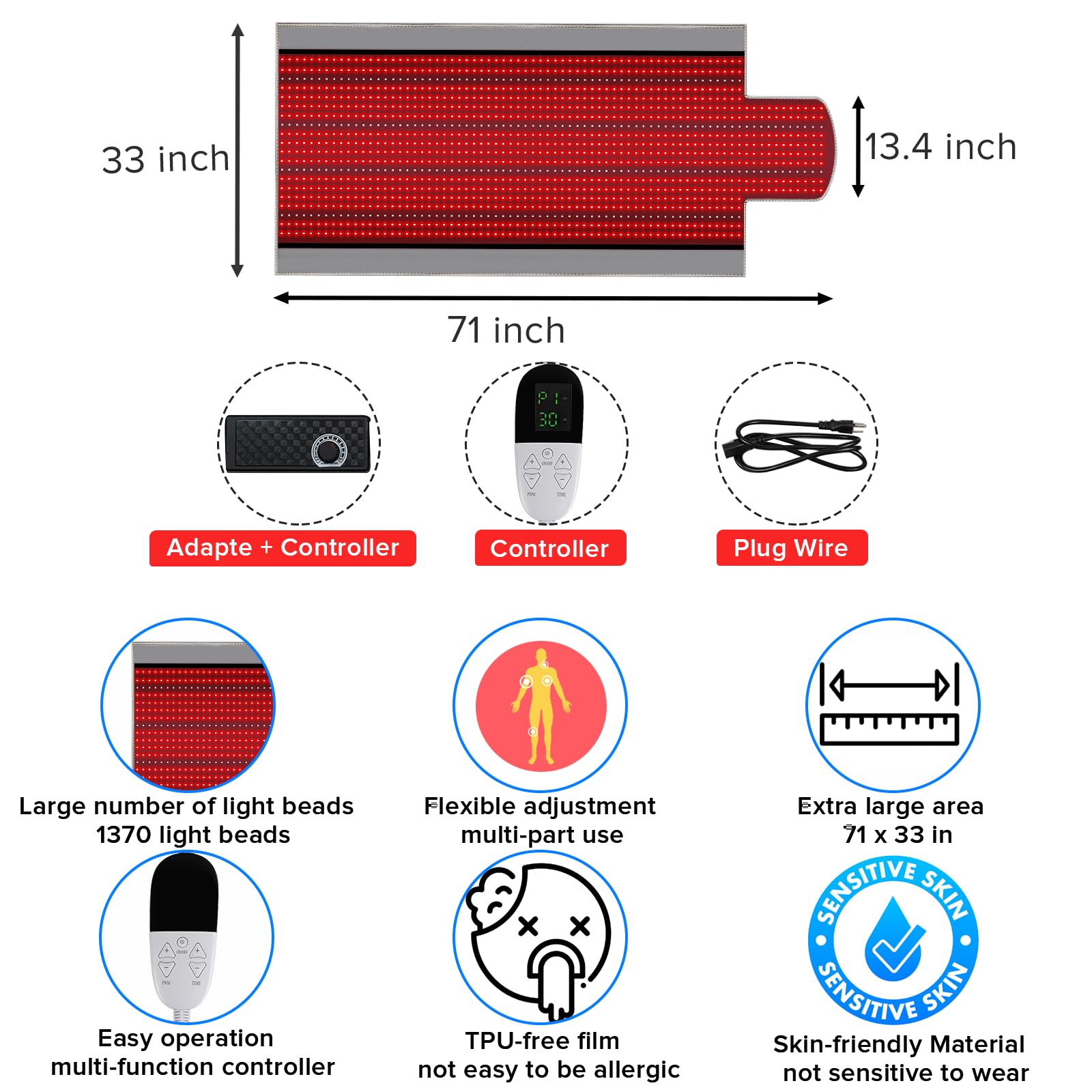 Near Infrared Light Therapy Blanket for Full Body, 1370pcs 660nm & 850nm LED Light Therapy Device Rutollmit uk supplements