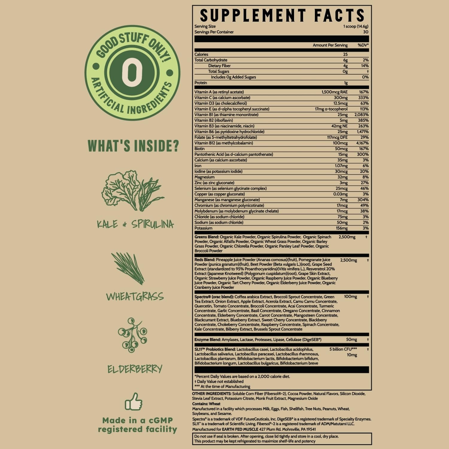 Earth Fed Muscle Chocolate Greens & Reds Superfood Blend Earth Fed Muscle uk supplements