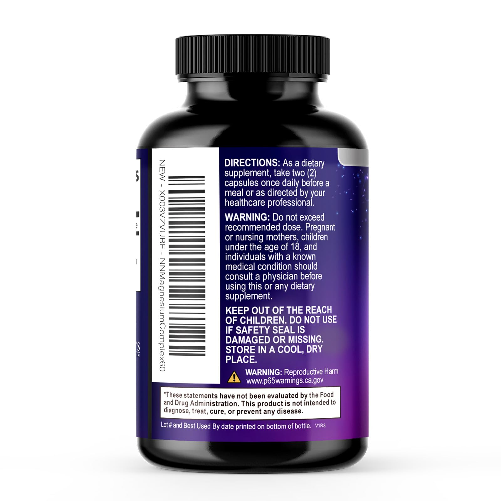 Magnesium Complex Supplement - Magnesium 500 mg Per Serving - 4 in 1 High Absorption Blend - 100% Chelated Magnesium Glycinate with Malate, Citrate & Oxide - Vegan Complex - USA Bottled - 60 Capsules Nature's Nutrition uk supplements