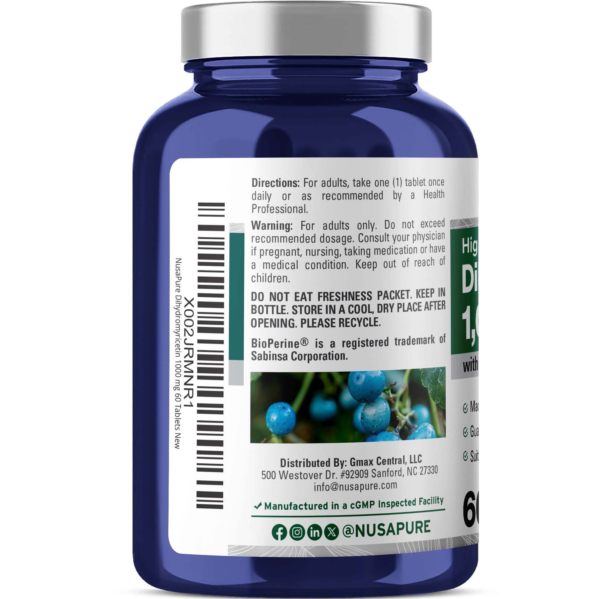 NusaPure Dihydromyricetin (DHM) 1,000mg 60 Veggie Tablets (No GMO & 100% Vegetarian) NusaPure uk supplements