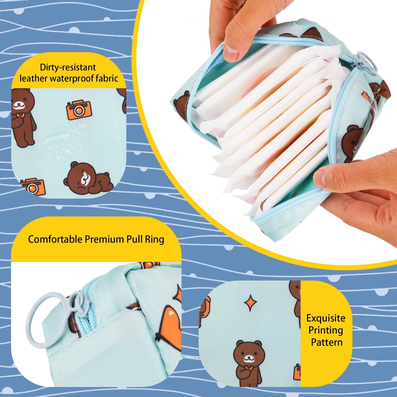 4Pcs Period Bag, Sanitary Pad Storage Bag Samll Period Pouch for Purse Cute Menstrual Period Bag Aster uk supplements
