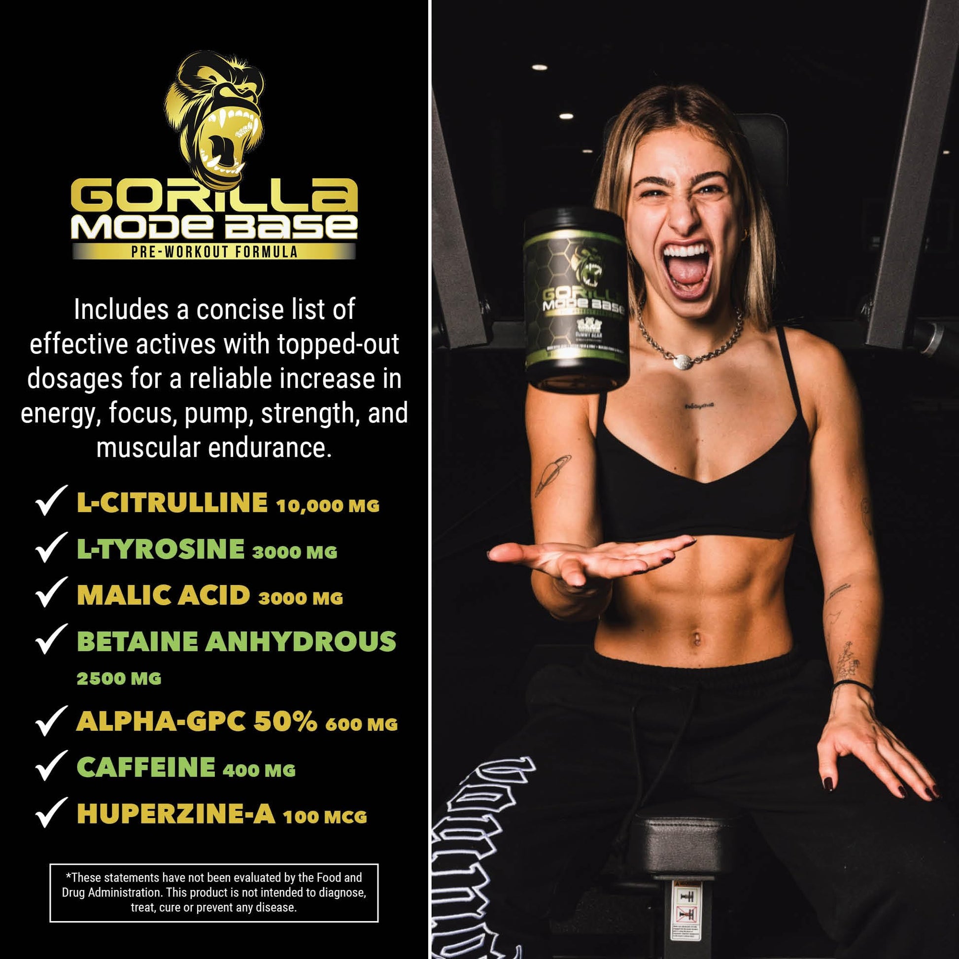 Gorilla Mode Base Pre Workout - Raises Nitric Oxide · Intense Focus & Drive · Endurance Gorilla Mind uk supplements