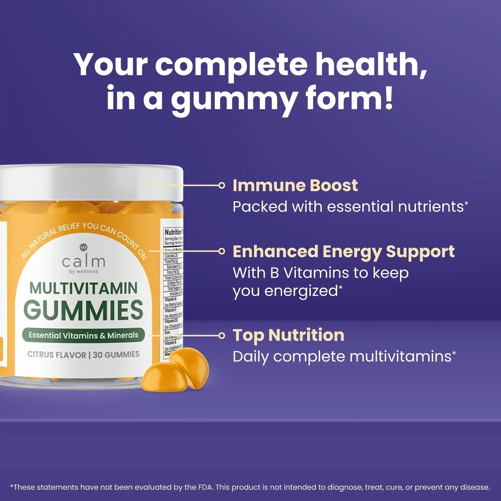 Calm by Wellness Multivitamin Gummies - All Natural Vegan Adult Multivitamin Gummy - Packed with Antioxidant Vitamins C & E, B12, B6 Calm by Wellness uk supplements