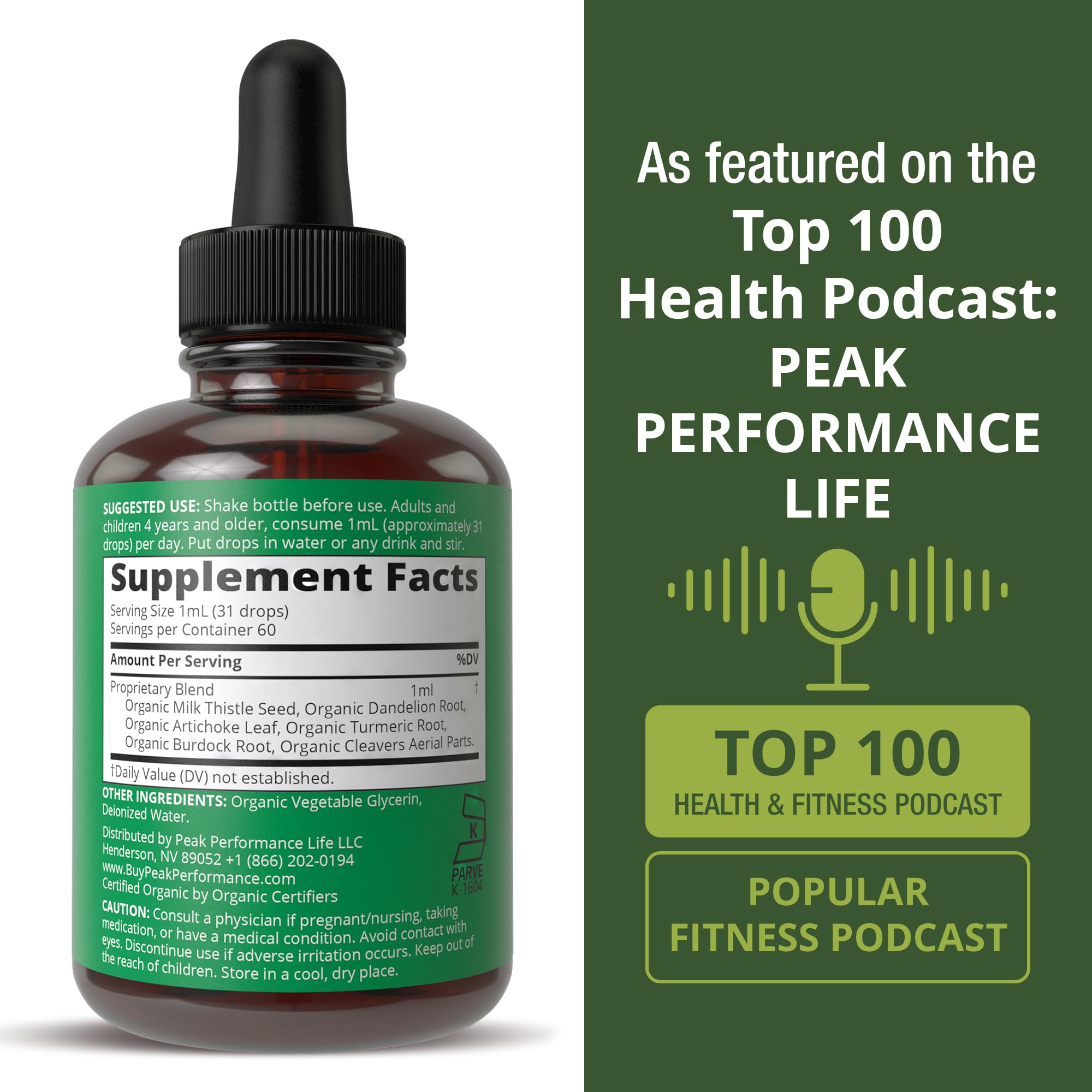 USDA Organic Liver Cleanse Detox & Repair. 6-in-1 Liquid Drops with Organic Milk Thistle, Artichoke Extract, and More. Zero Sugar, Liver Health Support Tincture Supplement Alternative to Capsules Peak Performance uk supplements