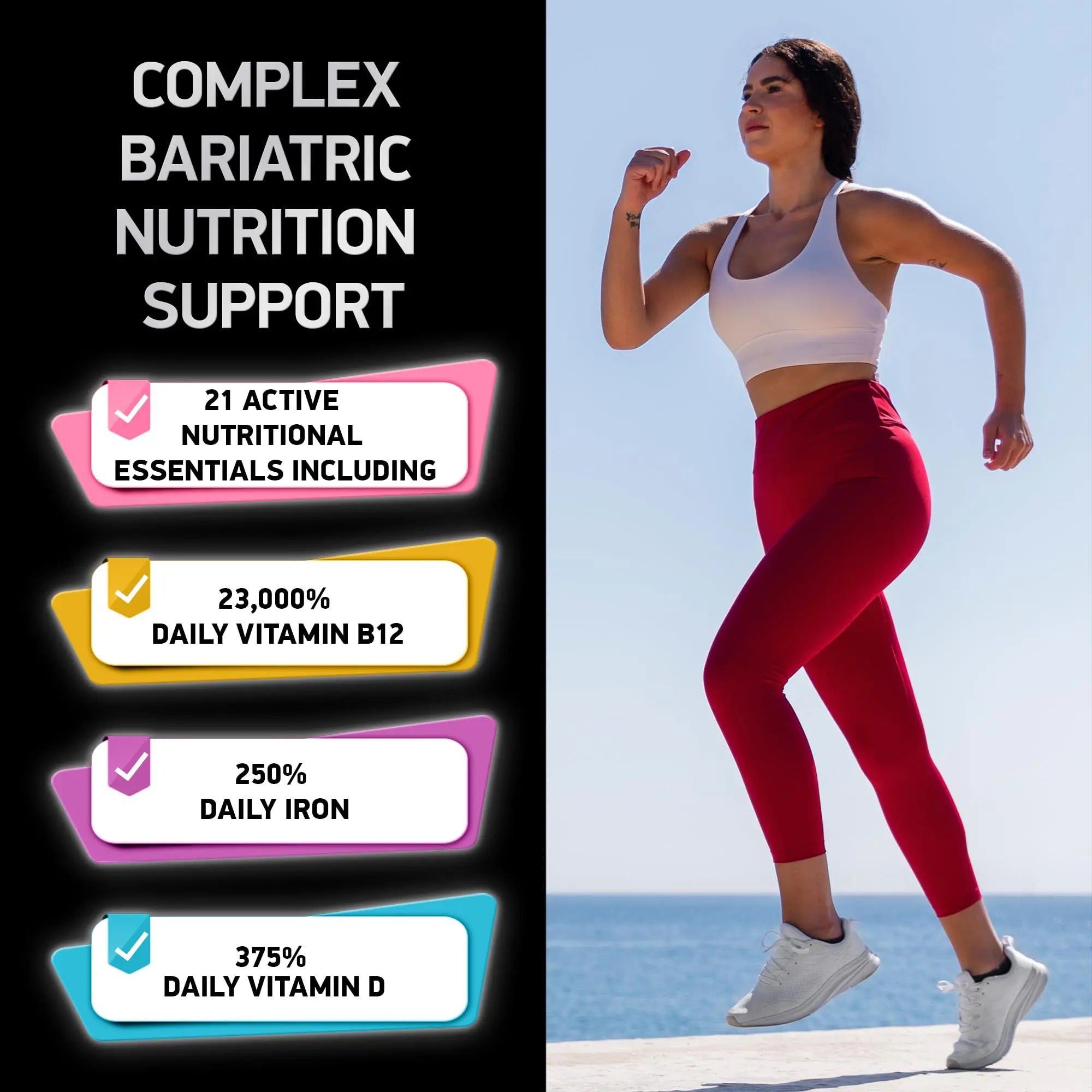 Bariatric Multivitamin with Iron 45mg for Women & Men - 21-in-1 Essential Post Gastric Bypass and Gastric Sleeve Vitamins A,C,D,E, B Complex BIOACTIVE LABS uk supplements