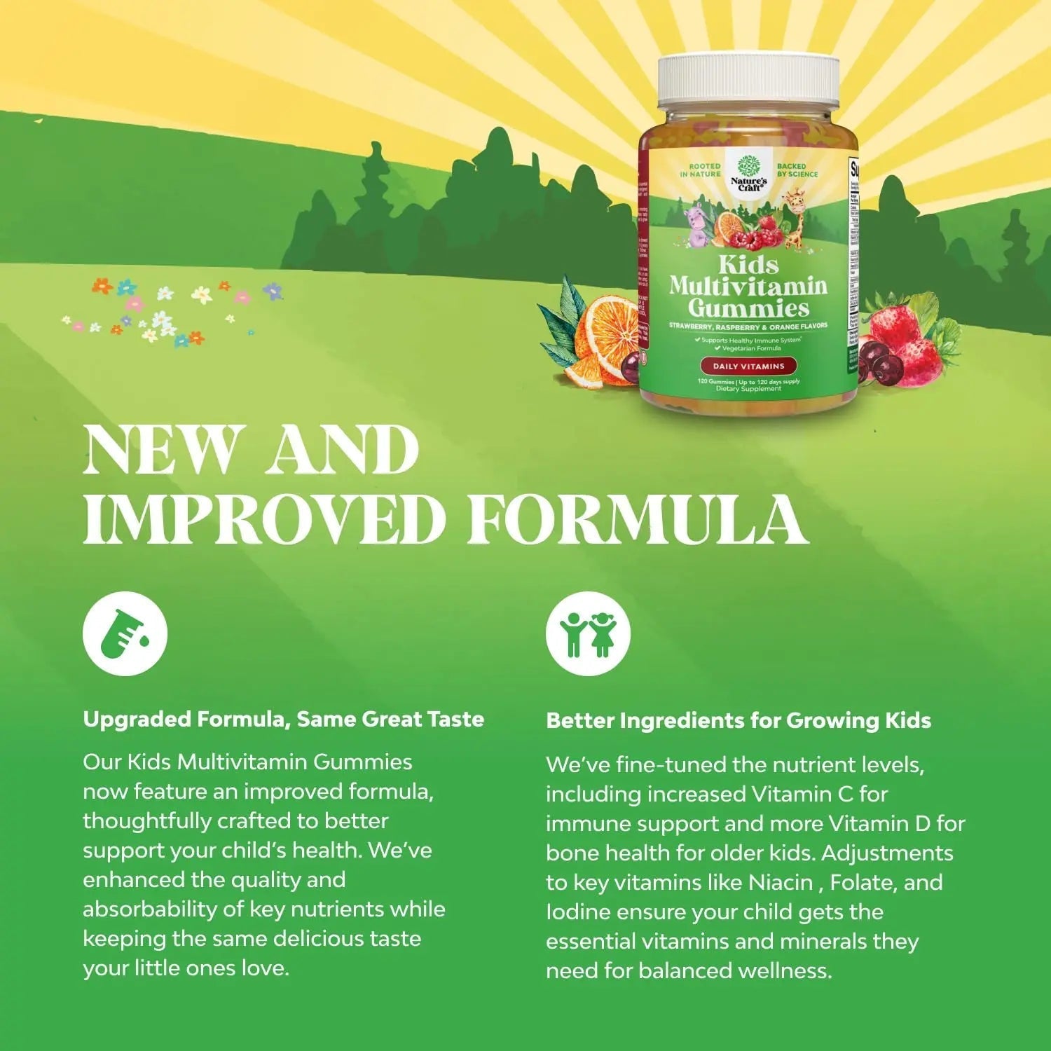 Bundle of Plant Based Kids Multivitamin Gummies with Vitamins A C D3 E B Zinc and DHA Omega 3 Gummies with Vegetarian 6 9 for Vision Brain Immunity Support Natures Craft uk supplements