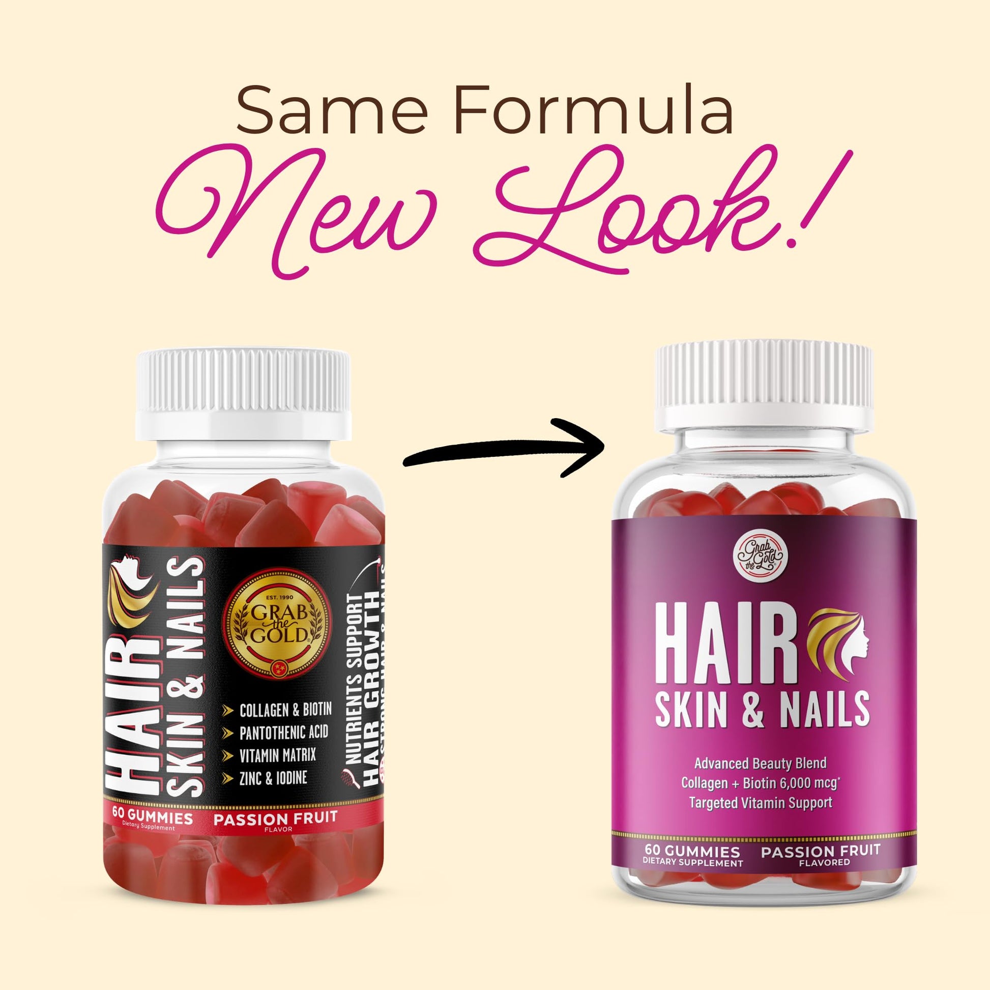 Grab The Gold Hair Skin & Nails Vitamins for Women | Gummies with 6000mcg Biotin & Collagen | 10 Essential Vitamin & Minerals | Gluten-Free, Non-GMO, Passion Fruit Flavor | 1 Month Supply, Made in USA Grab The Gold uk supplements