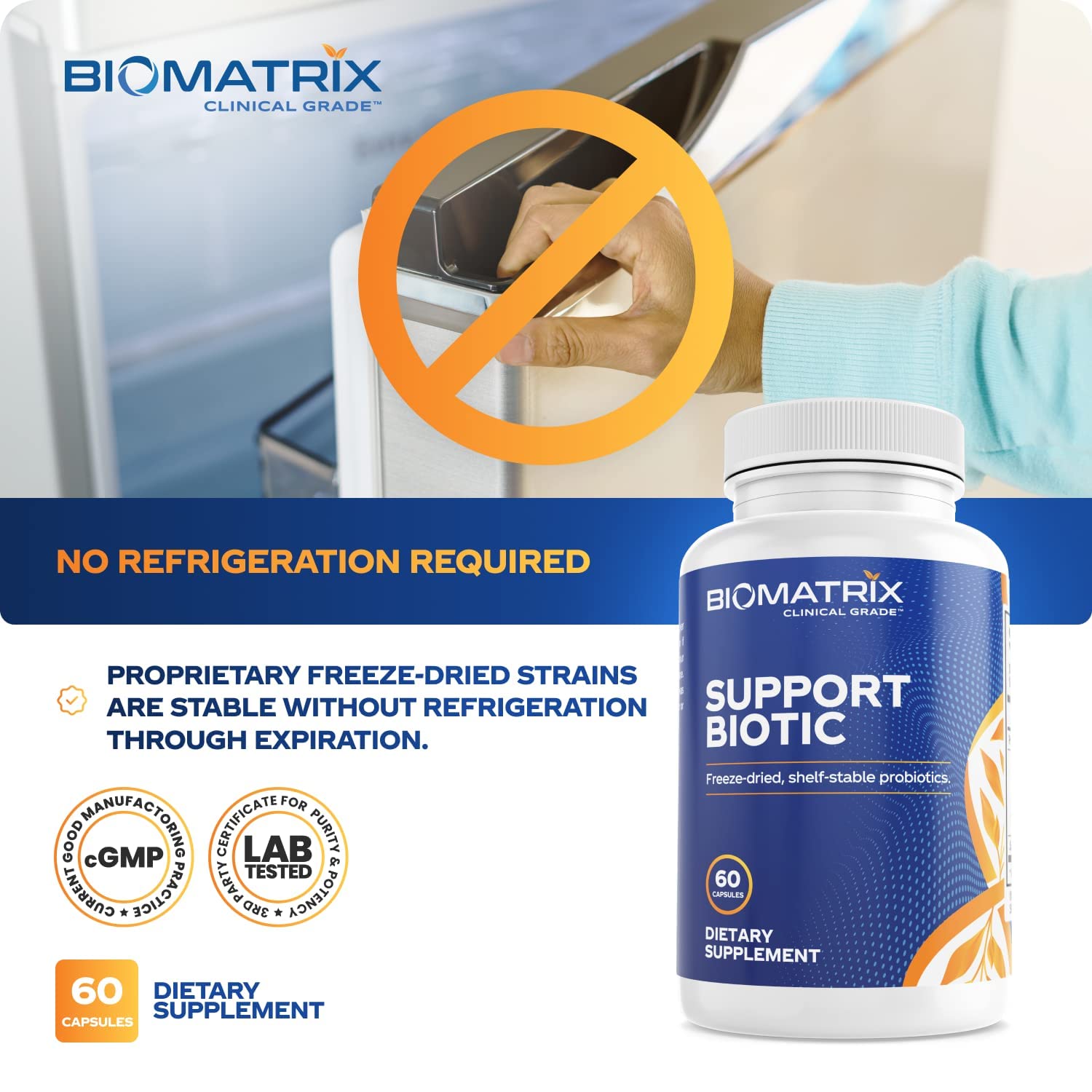 BioMatrix Saccharomyces boulardii Probiotic Supplement w/L. paracasei, L. rhamnosus, Bifidobacterium, Acidophilus – Prebiotic Complement – Temp-Stable, 30-60 Day Supply BioMatrix uk supplements