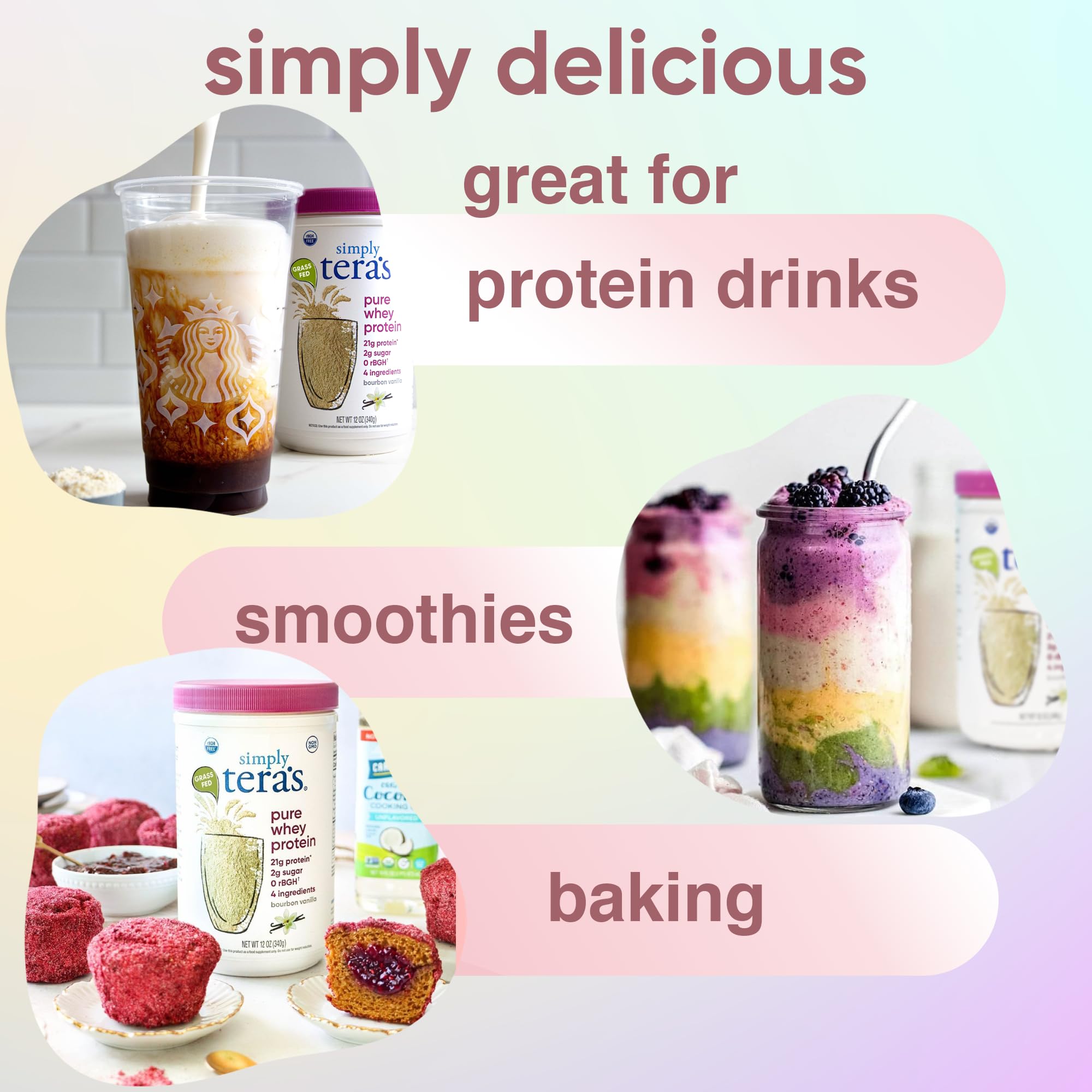 simply tera's Pure Whey Protein Powder - Grass Fed Vanilla Whey Protein Powder, Clean, Made Without Artificial Sweeteners, Non-GMO, Kosher, rBGH-Free, Soy-Free - 24 Oz simply tera's uk supplements