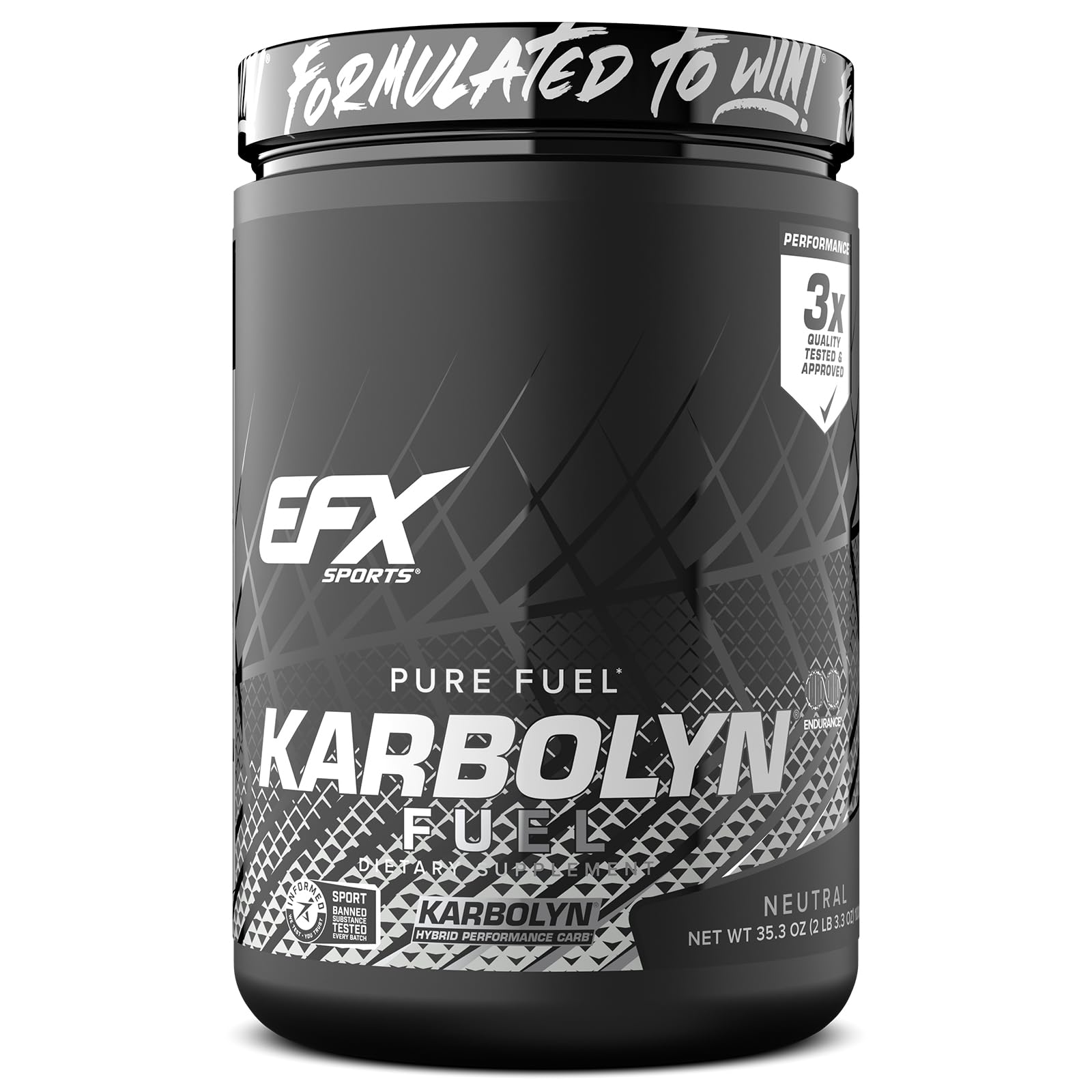 EFX Sports Karbolyn Fuel | Fast-Absorbing Carbohydrate Powder | Carb Load, Sustained Energy, Quick Recovery | Stimulant Free | 20 Servings (Neutral) EFX Sports uk supplements