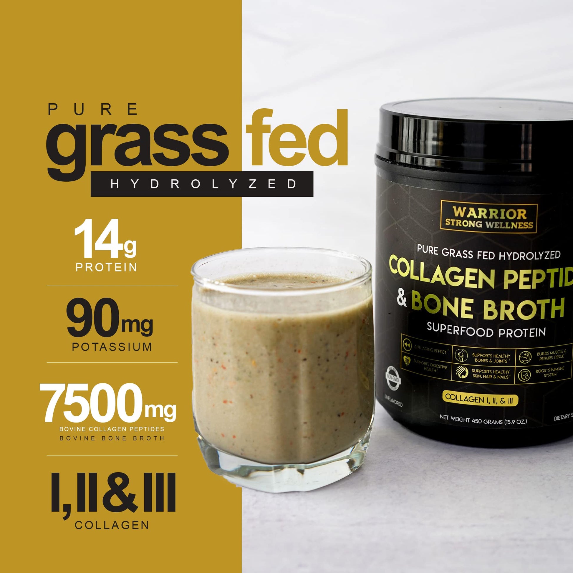 Warrior Strong Wellness Premium Collagen Peptides Bone Broth: Grass Fed Hydrolyzed Warrior Strong Wellness uk supplements