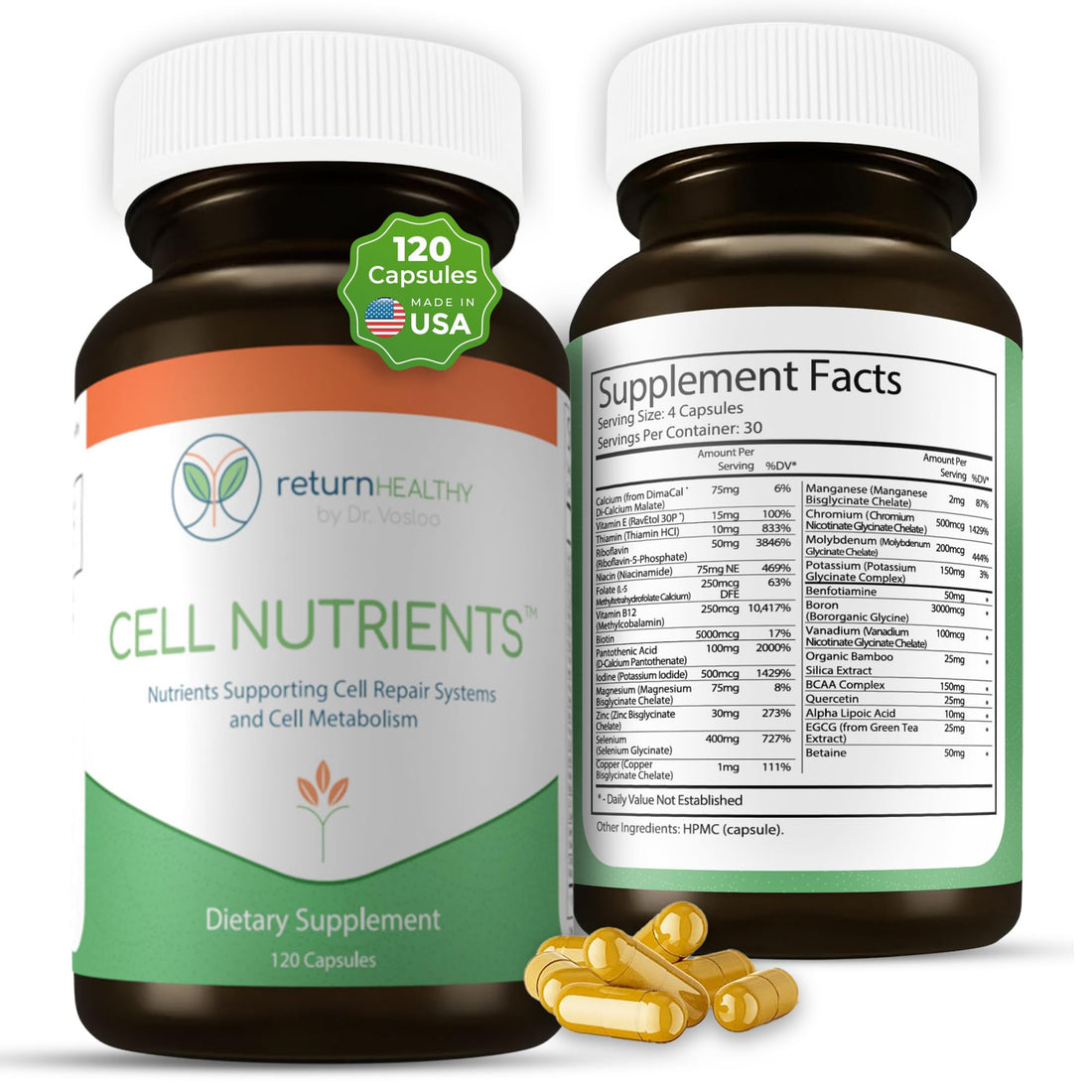 Return Healthy Cell Nutrients | Promotes Cell and Membrane Repair & Cell Metabolism | Helps Fight Tick-Borne Infections & More | Mitochondrial Supplements | Non-GMO, Vegan, 120 caps Return Healthy uk supplements