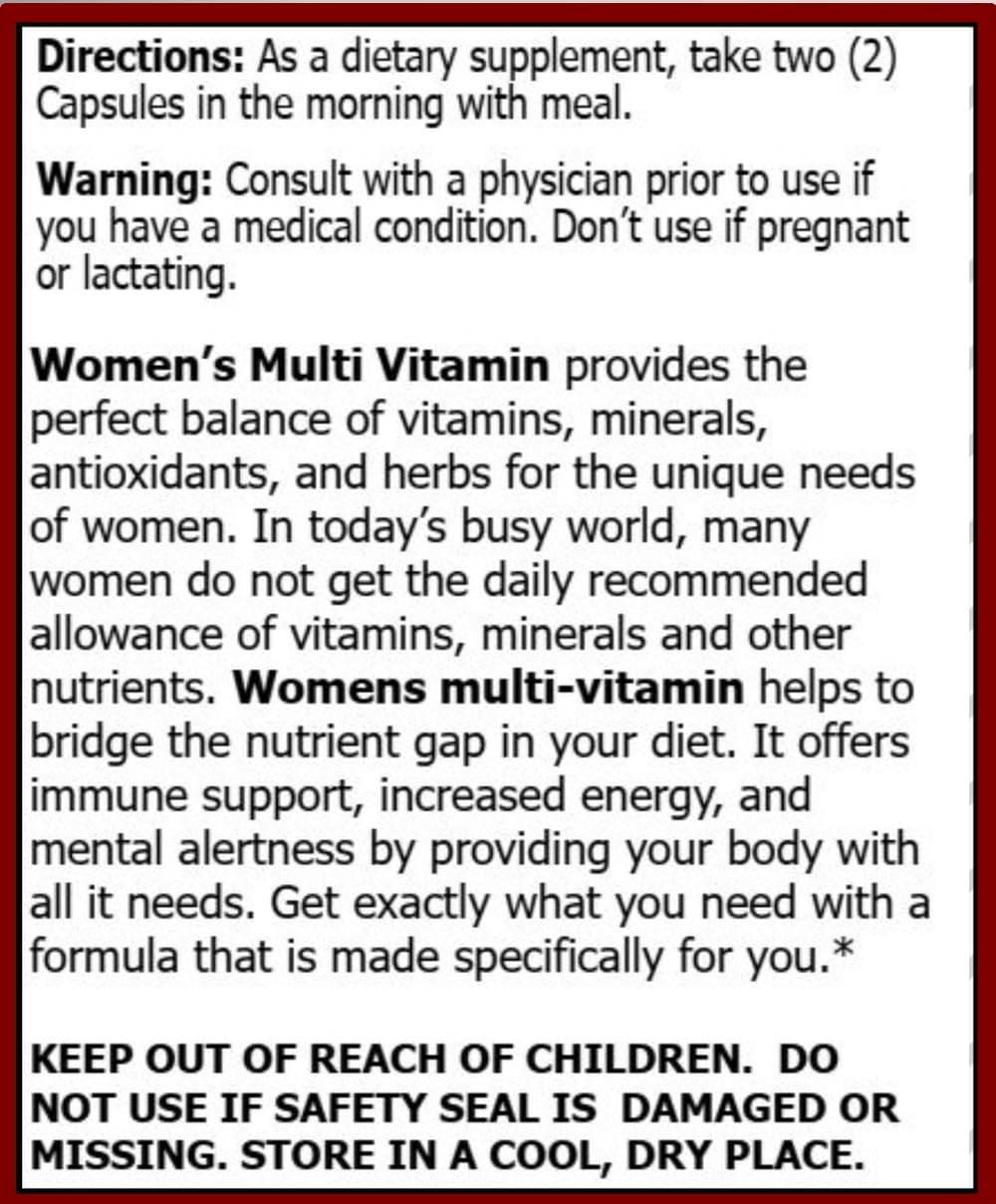 MiracleMulti Multivitamin for Women - Female Support Formula, Immune Support, Minerals, Biotin, Antioxidants & Superfoods Blend – 60 Capsules Hybrid Nutraceuticals uk supplements