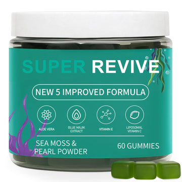 caicieter Super Revive Gummies for Hair Loss - Sea Moss Gummies with Vitamin C, E, Aloe Vera & Pearl Powder Glow, Promotes Thicker, Fuller & Stronger Hair - 60 Count caicieter uk supplements