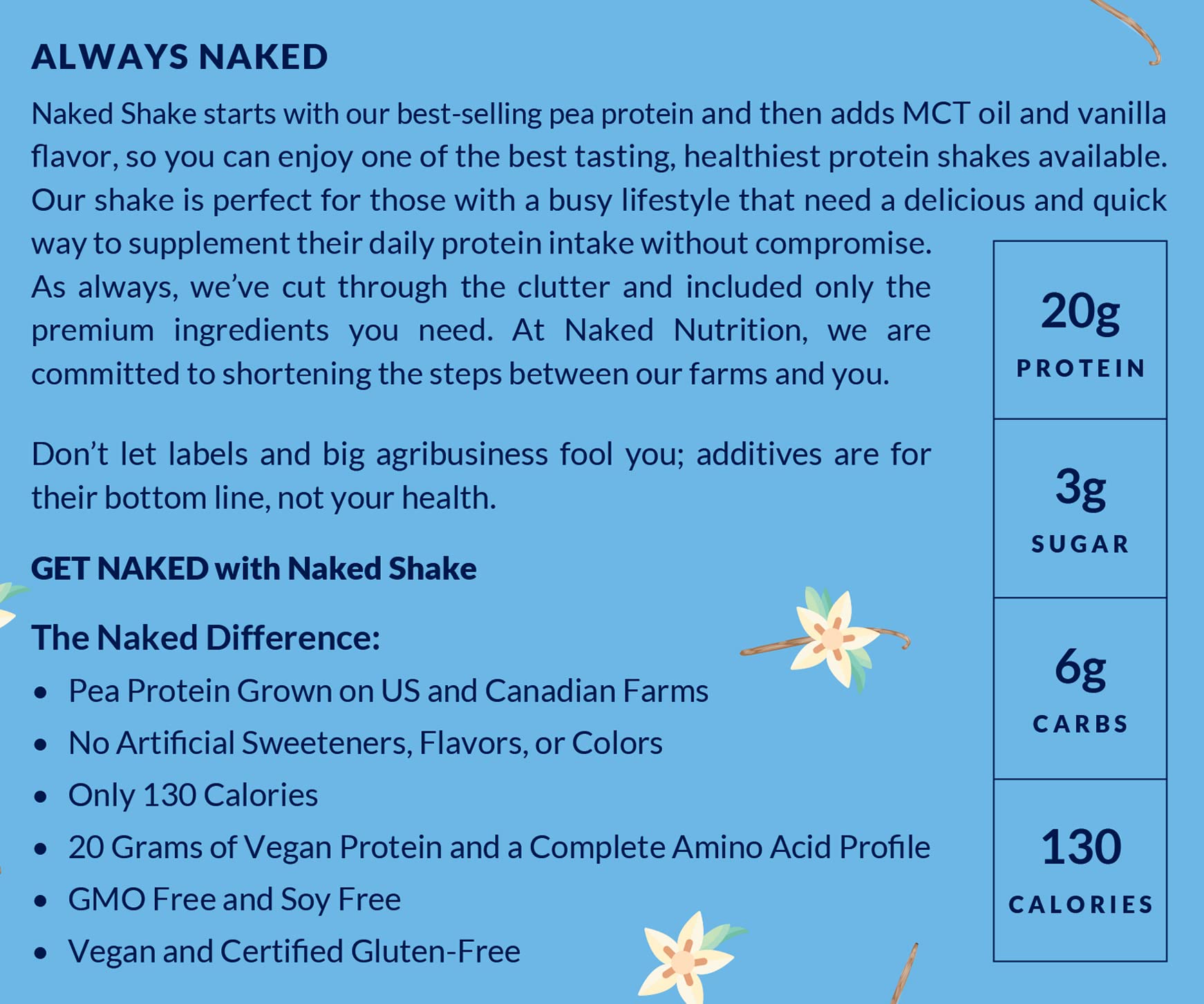 NAKED nutrition Naked Shake - Vanilla Protein Powder - Plant Based Protein Shake NAKED uk supplements
