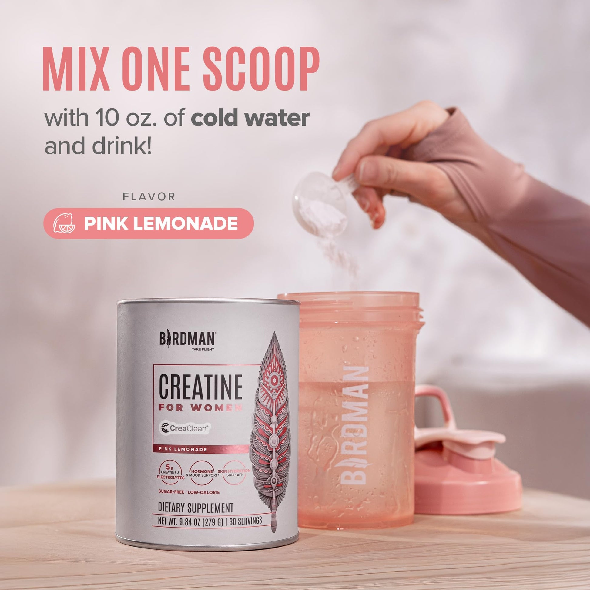 BIRDMAN Creatine for Women | Creatine Monohydrate Powder with Myo & D-Chiro Inositol, Hyaluronic Acid, Zinc, Electrolytes and Vitamins | Sugar Free, Pink Lemonade | 30 Servings BIRDMAN uk supplements