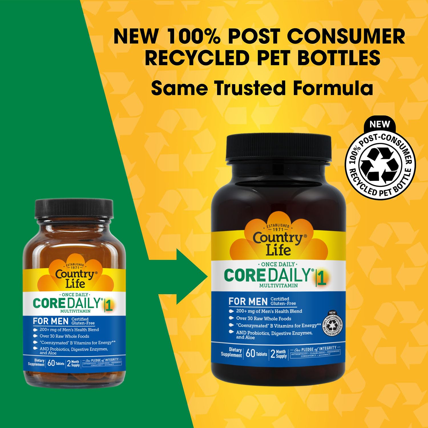 Country Life Core Daily-1 for Men - Multivitamin with Probiotics, Saw Palmetto, Pumpkin Seed Extract, and Coenzymated B Vitamins - Gluten-Free and Vegetarian - 60 Tablets Country Life uk supplements