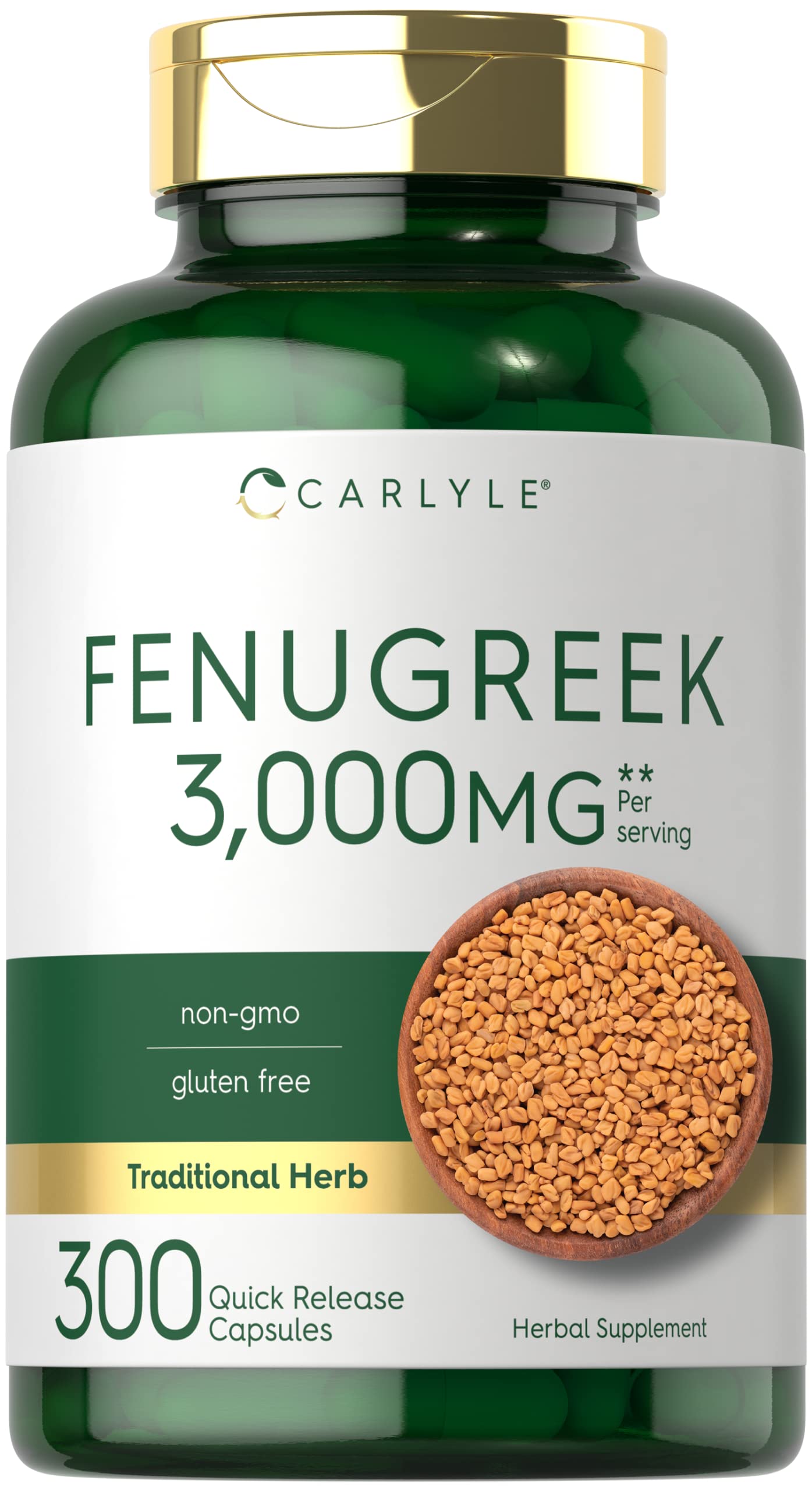 Carlyle Fenugreek Capsules 3000 mg | 300 Count | Non-GMO & Gluten Free Extract Carlyle uk supplements