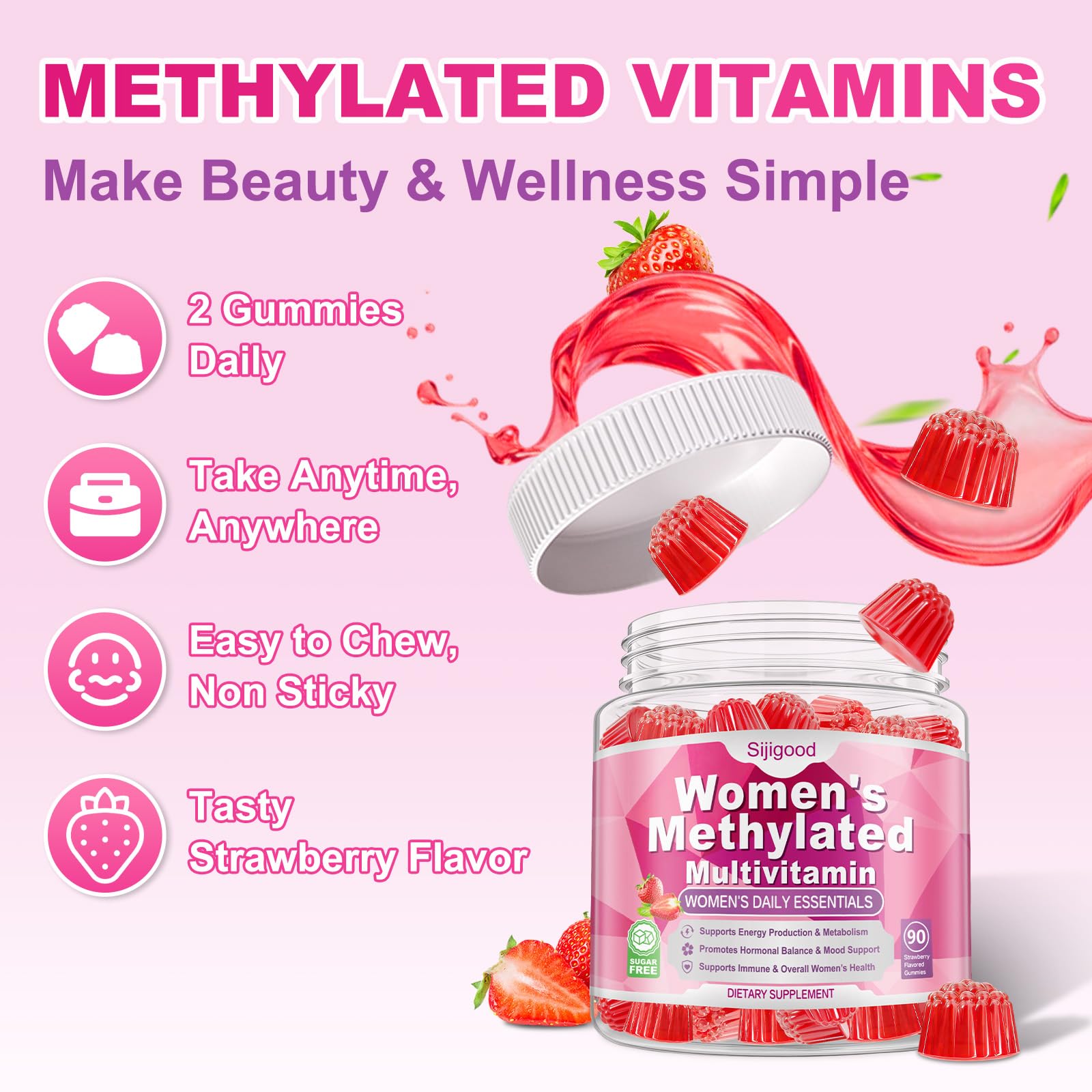 Sijigood 90 Count | Methylated Multivitamin Gummies for Women – Womens Multivitamin Gummies with B Complex, Minerals, CoQ10, Myo-Inositol for Energy, Hormone Balance & Immune Support Sugar Free Sijigood uk supplements