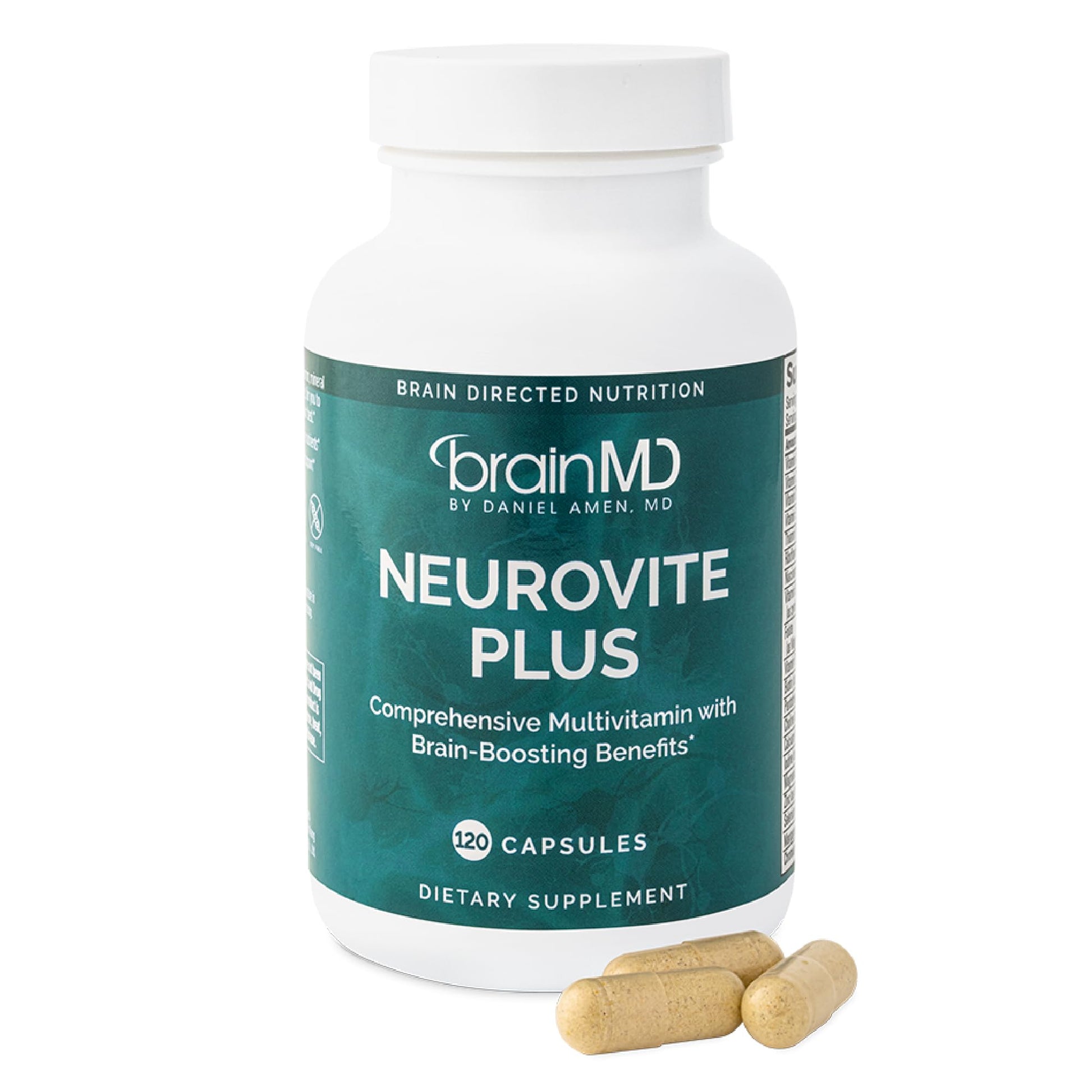 BRAINMD Dr Amen NeuroVite Plus - 120 Capsules - Multivitamin & Mineral Supplement, Enhanced with Phytonutrients, Enzymes & Whole Foods - Gluten Free - 30 Servings BRAINMD uk supplements