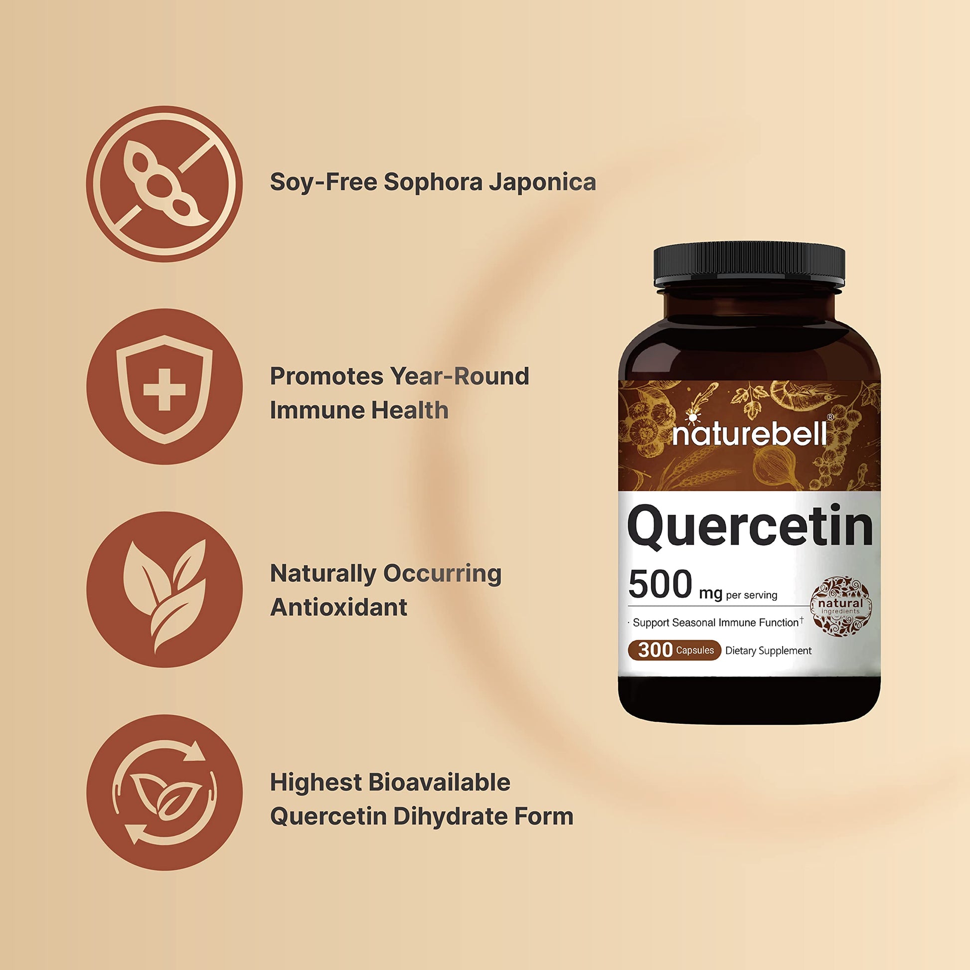 NatureBell Quercetin 500mg Per Serving | 300 Capsules, Ultra Strength Quercetin NatureBell uk supplements