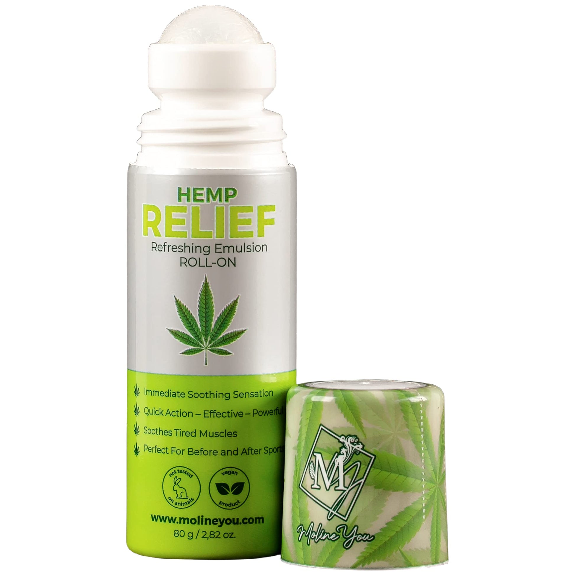 Moline You Natural Powerful Hemp Roll On, for Joint & Muscle Discomfort, Back, Neck, Knee, Shoulders HIPS. Formula with Hemp Oil Extract, Arnica, Menthol (Roll On 3 oz) Moline You uk supplements