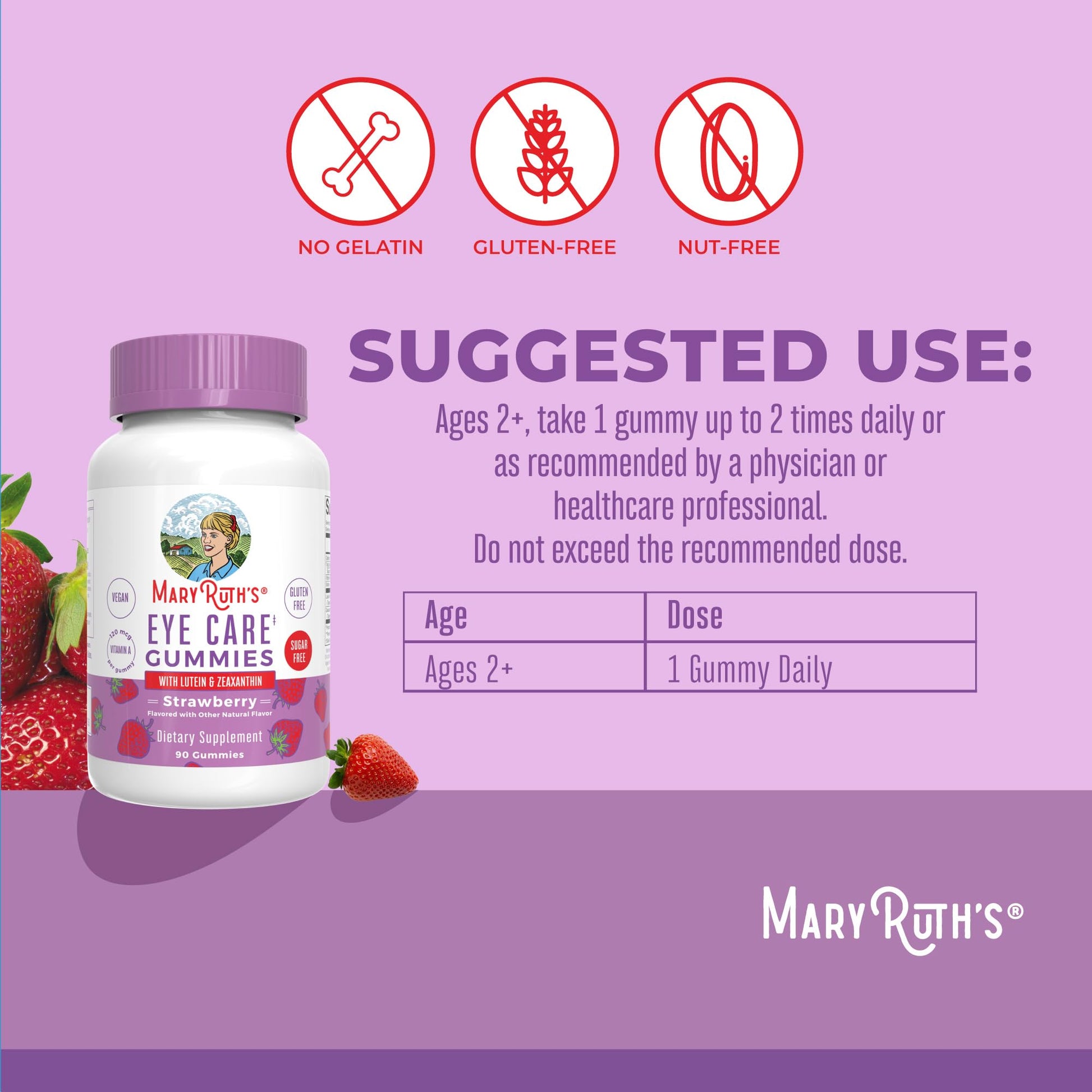 MaryRuth Organics Eye Care Gummies | Eye Health Vitamins for Adults and Kids | Lutein and Zeaxanthin Supplements | for Eyes | Vegan | Non-GMO | Gluten Free | 90 Count MARYRUTH'S uk supplements