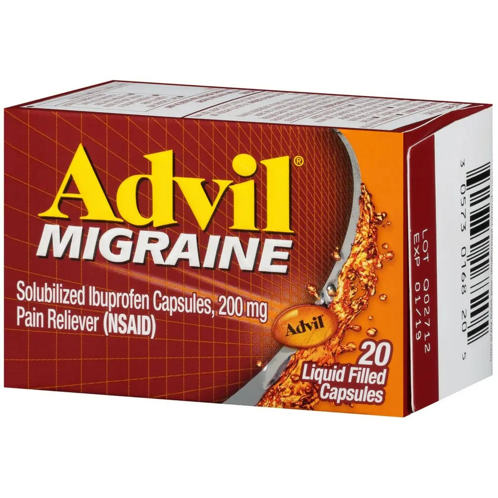 Advil Migrain 20'S Size 20ct Advil Migraine Pain Relief Liquid Filled Capsules 20ct Advil uk supplements
