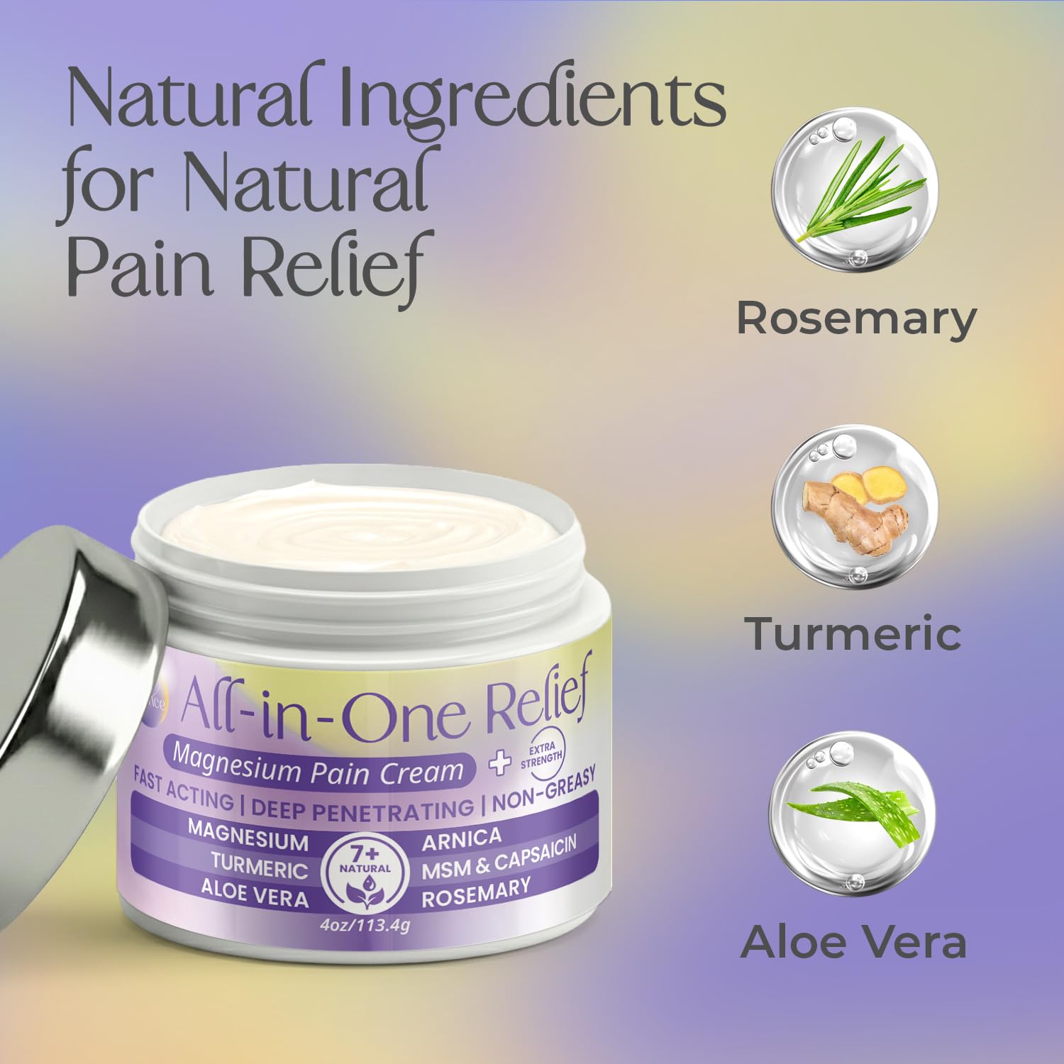 PURPLE CANYON All in One Magnesium Pain Cream – Natural Pain Relief Cream with Arnica, MSM & Capsaicin for Muscle & Joint Support – Fast-Absorbing, Non-Greasy Formula with Aloe Vera & Turmeric PURPLE CANYON uk supplements