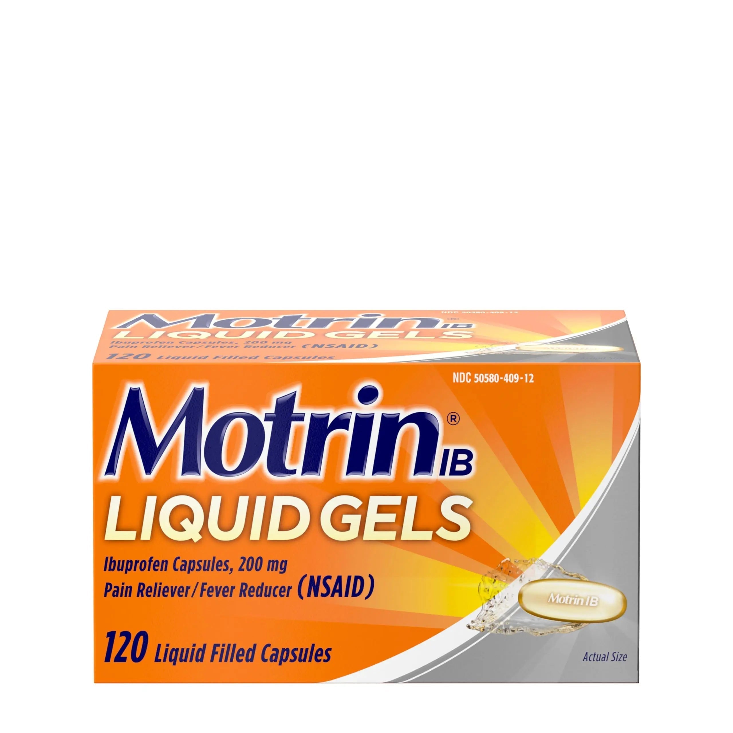 Motrin IB Liquid Gels with 200mg Ibuprofen per Caplet, Pain Reliever & Fever Reducer for Adults, Relief from Minor Arthritis Pain, Muscle Aches, Headache, Menstrual Cramps & Backache, 120 ct Motrin uk supplements