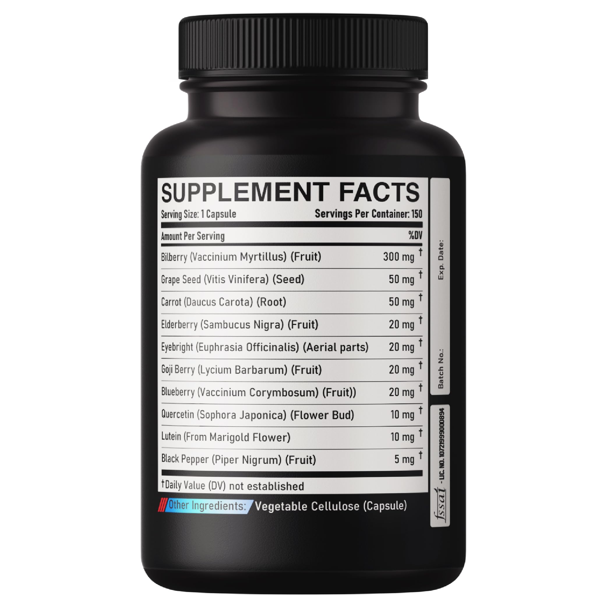 DEDICAD 20:1 Bilberry Extract Capsules - 5 Month Supply - Support Eyes, Vision & Heart Health - 10in1 Plus Grape Seed, Carrot, Elderberry, Eyebright & Others - 150 Counts DEDICAD uk supplements