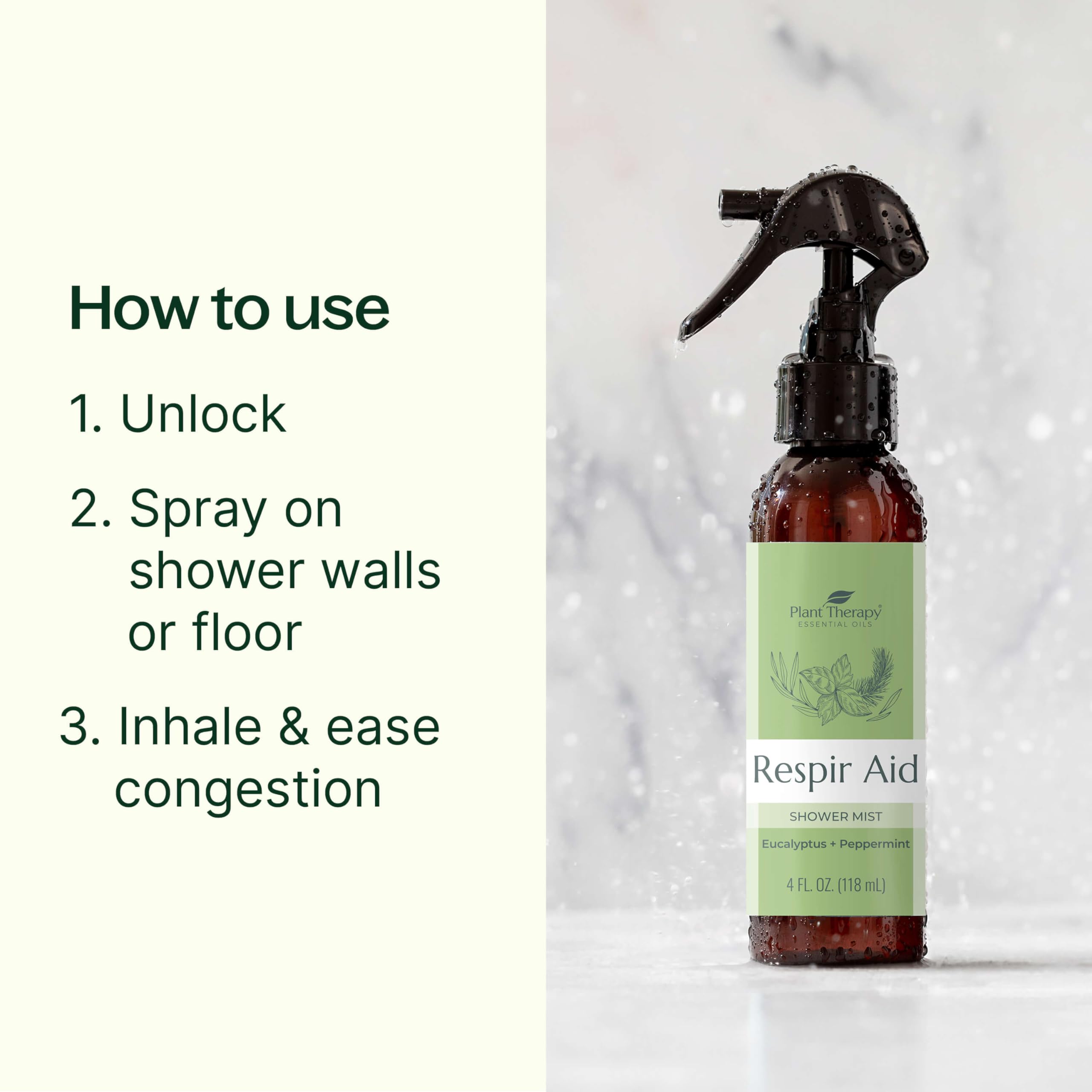 Plant Therapy Respir Aid Shower Mist 4 oz Refreshing & Crisp Aroma, Great to Help Clear Congestion Plant Therapy uk supplements