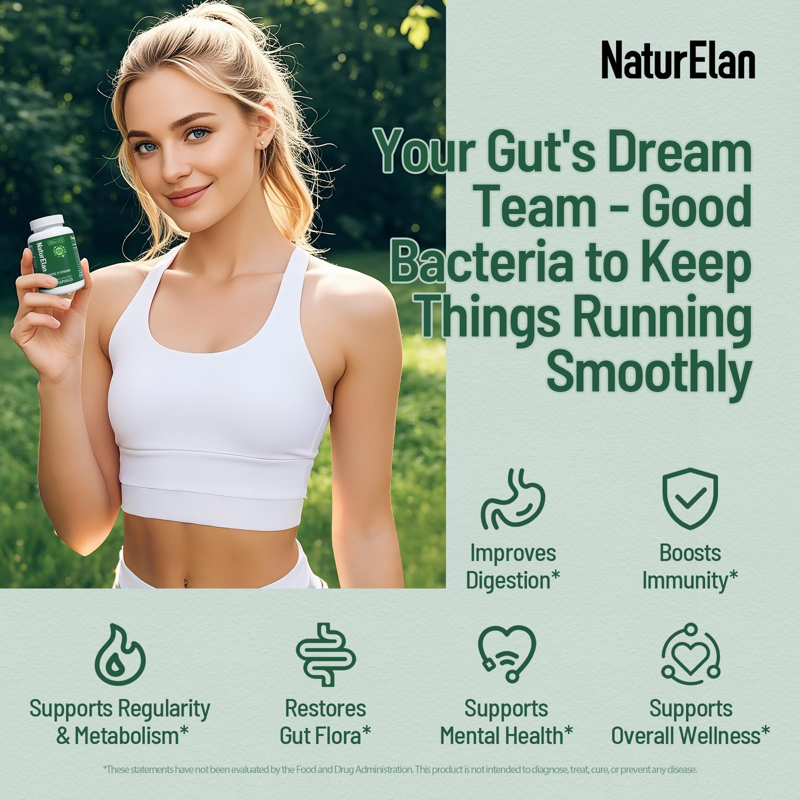 Probiotics for Women & Men - 120 Billion CFU, 17 Powerful Strains for Gut Health, Immunity & Fast Bloating Relief, Third - Party Tested, Non-GMO & Vegan Probiotics Formula for Digestive Health, 60 CT NaturElan uk supplements