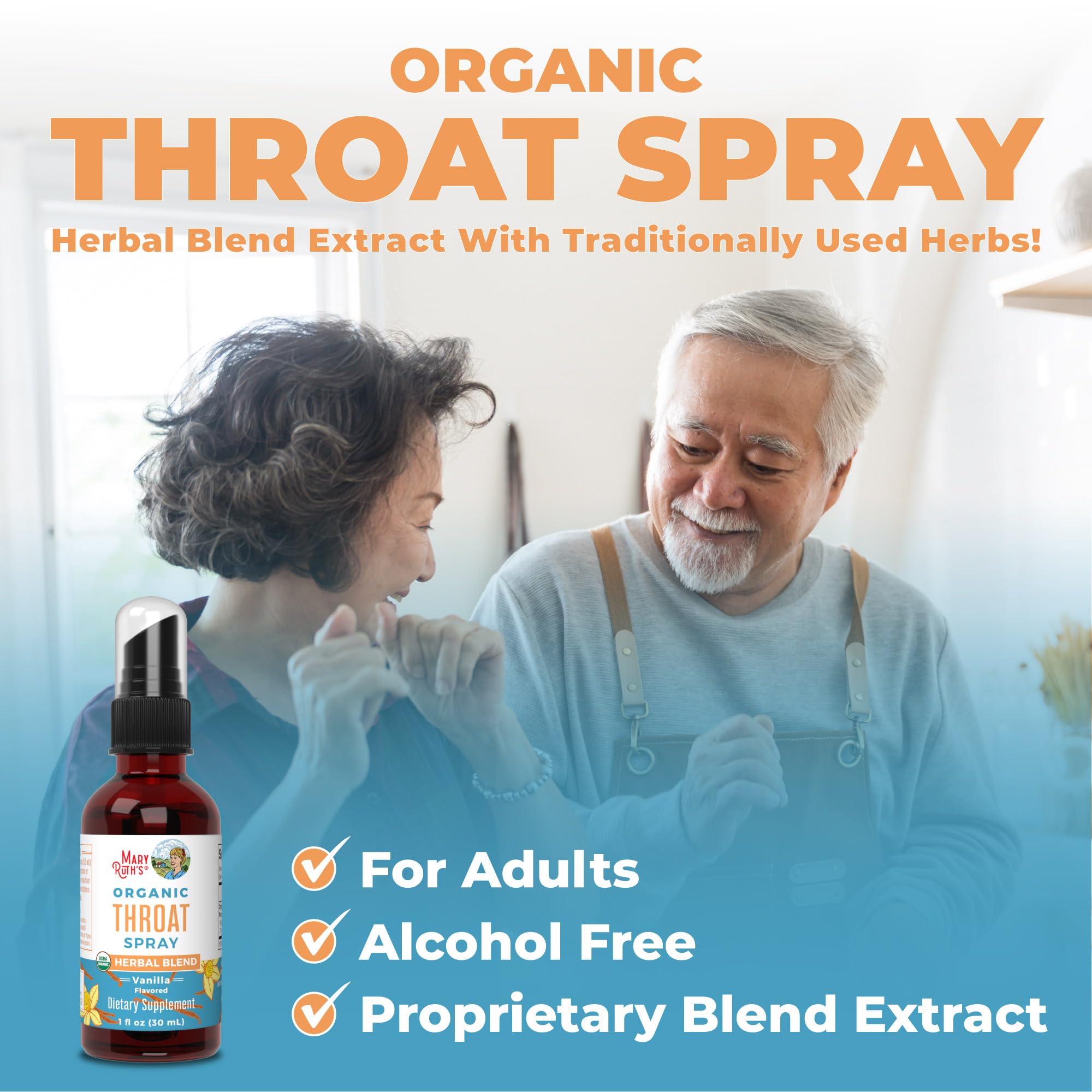 MaryRuth Organics USDA Organic Throat Spray with Mullein Leaf | Marshmallow Root & Licorice Root & Thyme Leaf | Vanilla | 4 Herbal Blend | Non-GMO | Vegan | Gluten Free | 1 Fl Oz | Up to 100 Servings MARYRUTH'S uk supplements