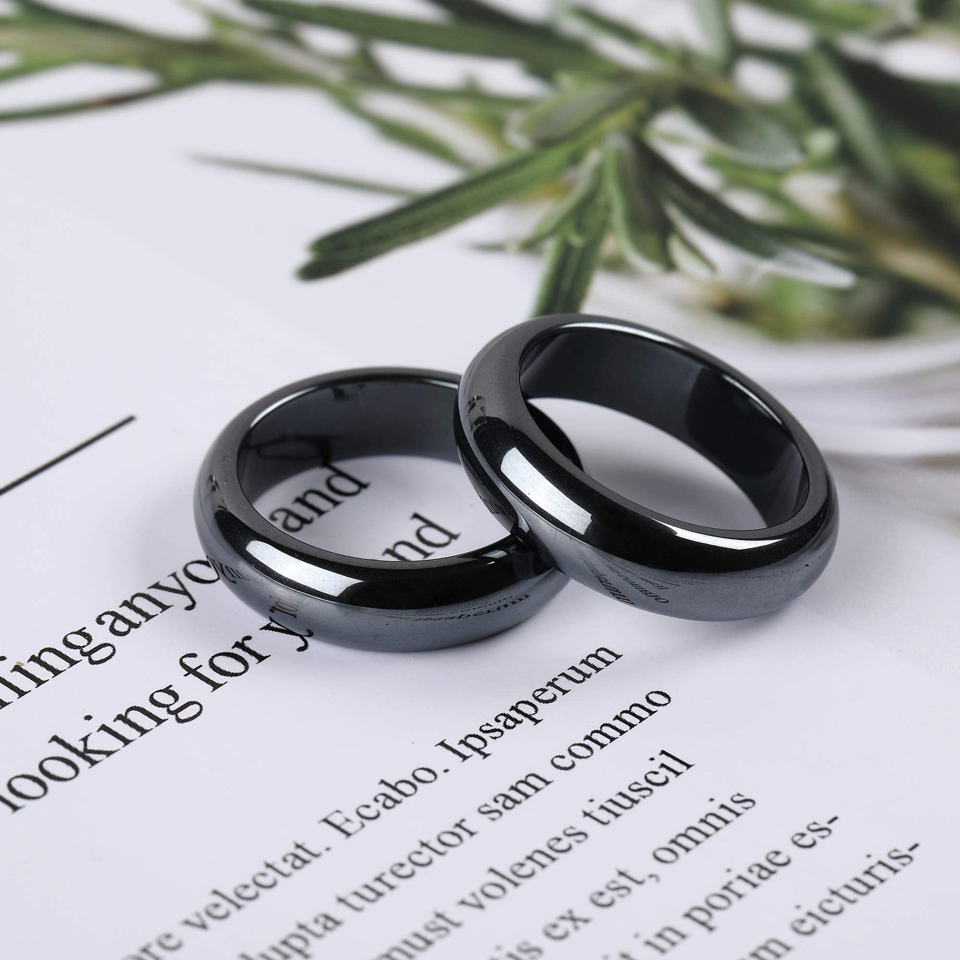 2PCS Genuine Hematite Ring for Women Men Unisex, Black Hematite Stone Ring Anxiety Balance Yhluck uk supplements