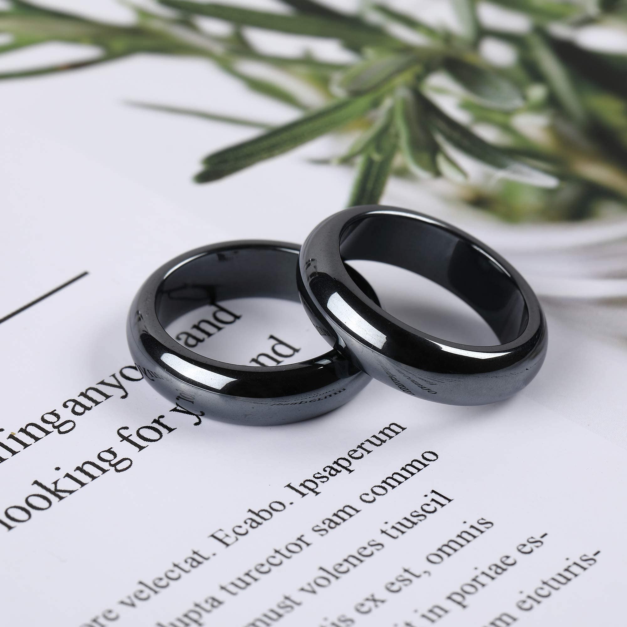 2PCS Genuine Hematite Ring for Women Men Unisex, Black Hematite Stone Ring Anxiety Balance Yhluck uk supplements