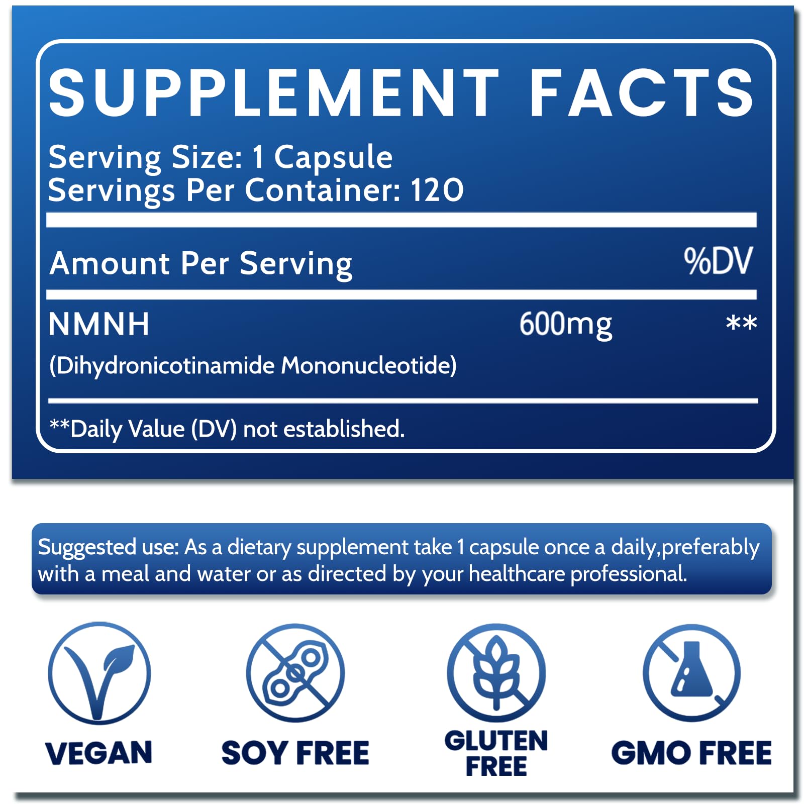 Pure NMNH(NMN Supplement Alternative)(Dihydronicotinamide Mononucleotide)for Women with Skin Aging 600mg: NAD Supplement for Anti-Aging Breakthrough - Boost NAD+ levels Liposome Capsules 120 Servings HEALGUT uk supplements