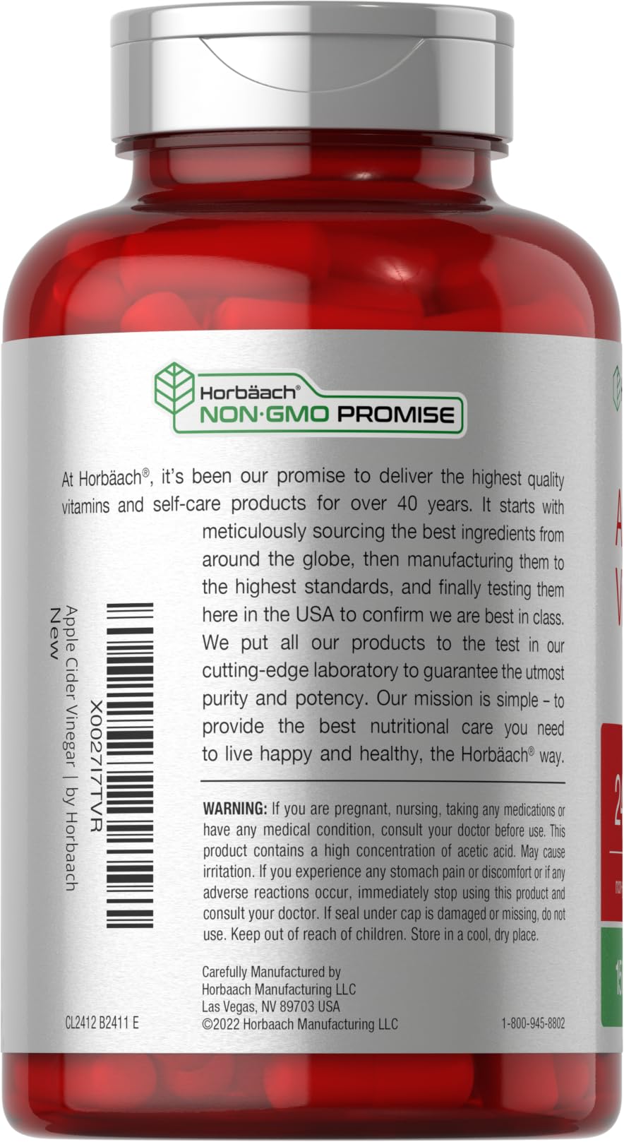 Apple Cider Vinegar Capsules | 2400mg | 150 Count | Non-GMO, Gluten Horbäach uk supplements