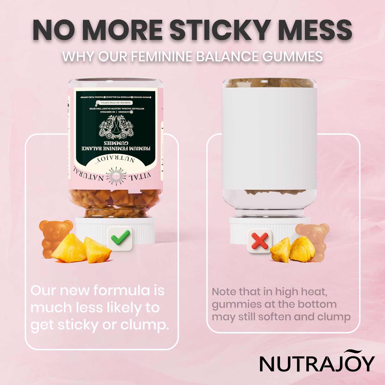 NUTRAJOY Premium Feminine Balance Gummies, for Women's Ph Health, Vaginal Wellness Support, Immune Support, Energy Support, Hawaiian Pineapple, Vegan Gluten-Free, 60 Gummies NUTRAJOY uk supplements
