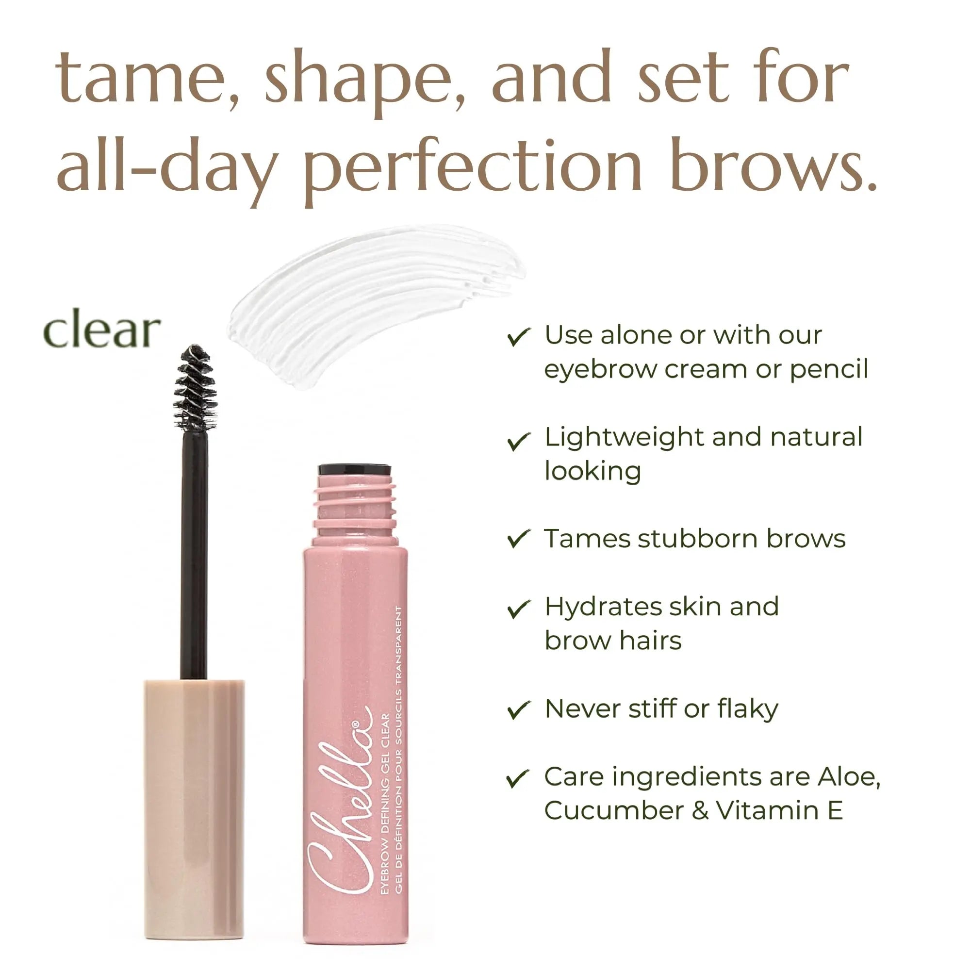 Chella Eyebrow Gel, Defining Clear Eyebrow Gel - Lightweight Formula for Natural, Long Lasting Makeup - Vegan, Cruelty Free, Paraben Free, Gluten Free Chella uk supplements