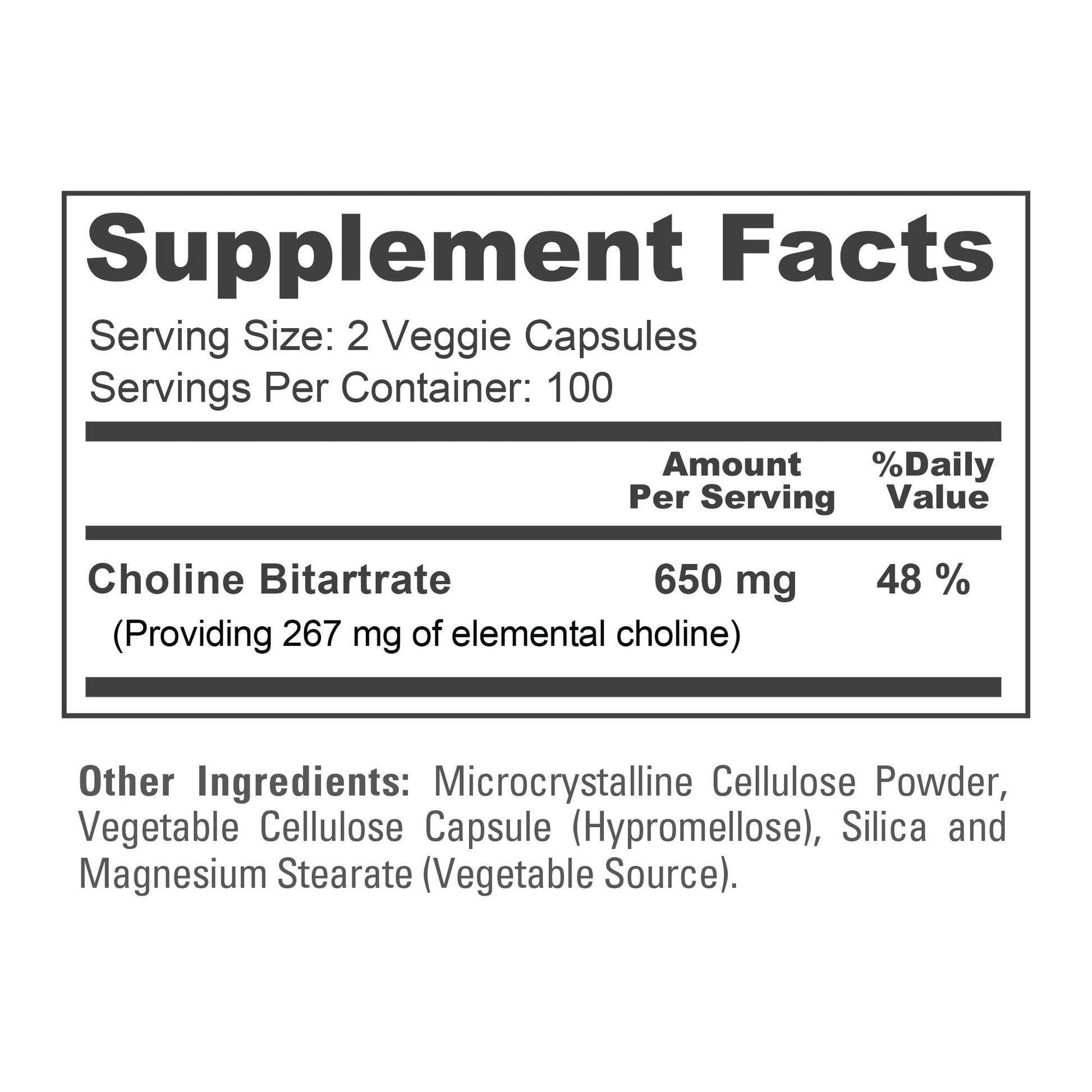 NusaPure Choline Bitartrate - Suitable for Vegetarian/Vegan, Non - GMO - 650 mg 200 Capsules NusaPure uk supplements