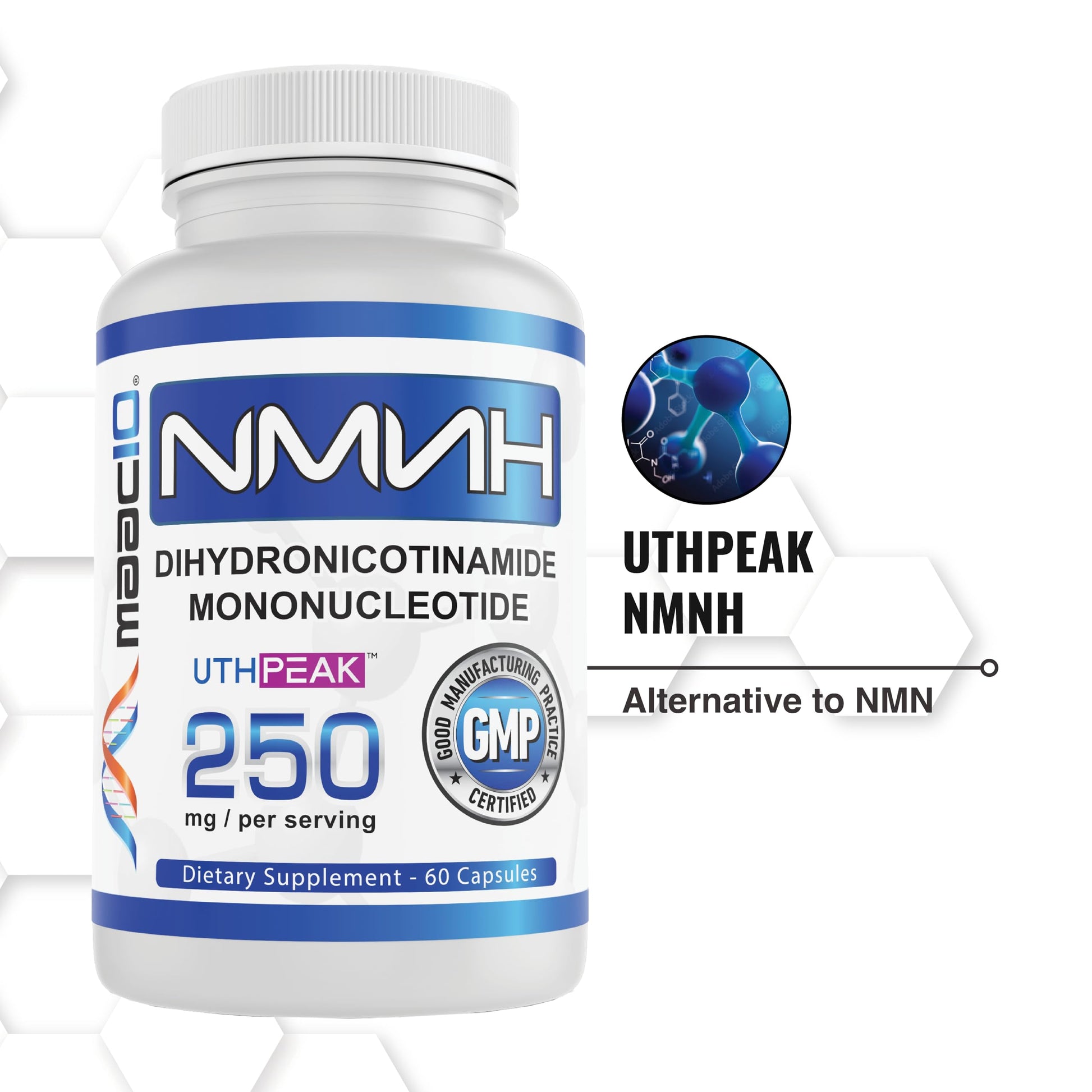 MAAC10 NMNH (NMN Supplement Alternative) 250mg Serving | Uthpeak™ NMNH (Dihydronicotinamide Mononucleotide) for Better Stability | 30-Day Supply. MAAC10 uk supplements