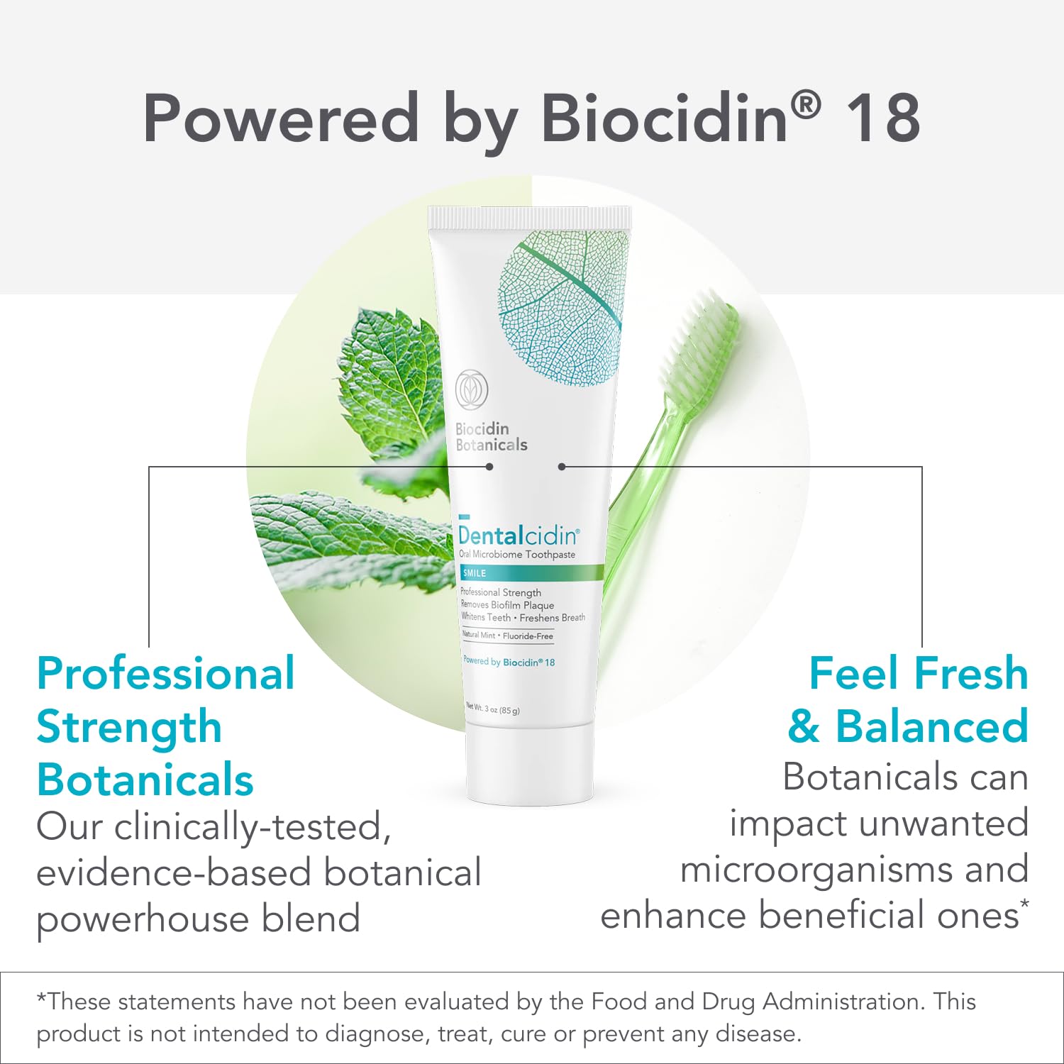 Biocidin Dentalcidin Fluoride Free Teeth Whitening Toothpaste for Adults - Plant-Based Toothpaste - Promote a Healthy Oral Microbiome, Remove Biofilm Plaque (3 Oz) Bio-Botanical Research uk supplements
