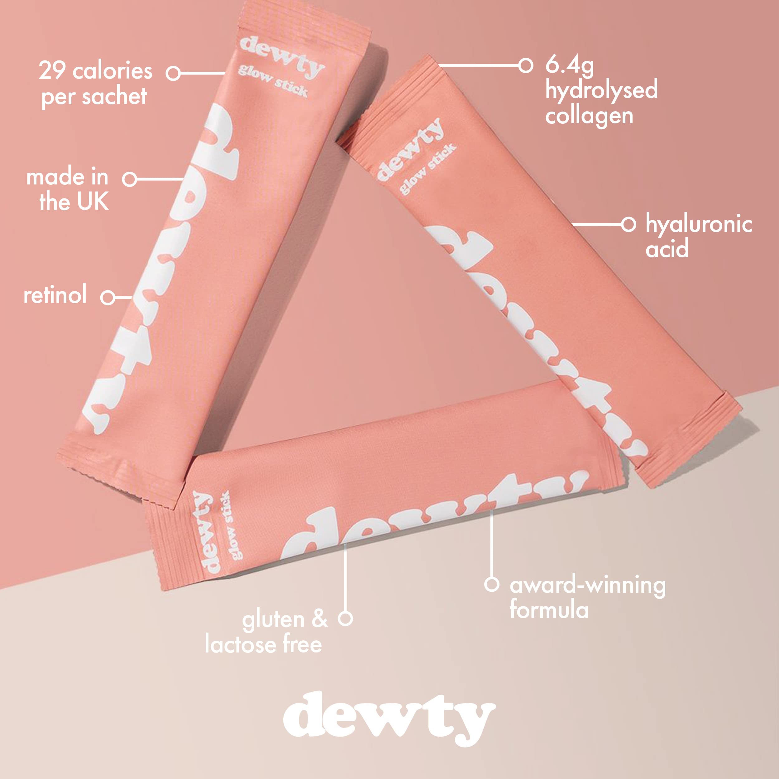Dewty Collagen Drink - Peach Flavour Daily Collagen Supplements for Women - Individual Collagen Sachets Dewty uk supplements