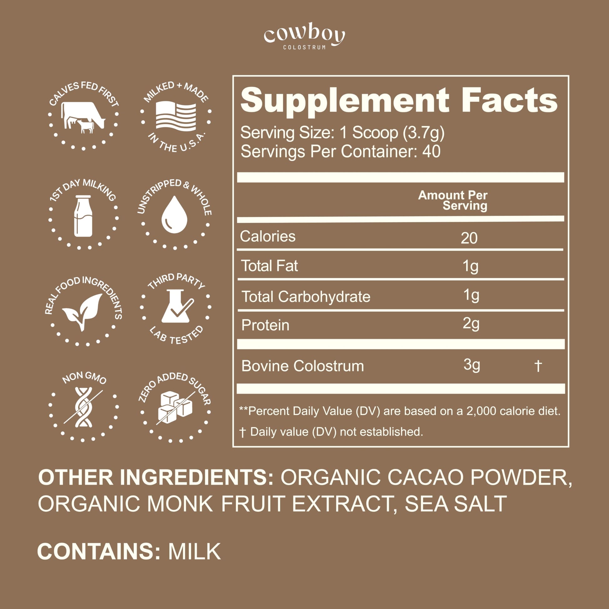 Cowboy - The Exclusive 1st Milking, Whole, Grass Fed Colostrum Supplement for Full Body Health - Sugar Free Bovine Colostrum Powder Packed with Bioactive(Vanilla & Chocolate) Nutrients COWBOY COLOSTRUM uk supplements