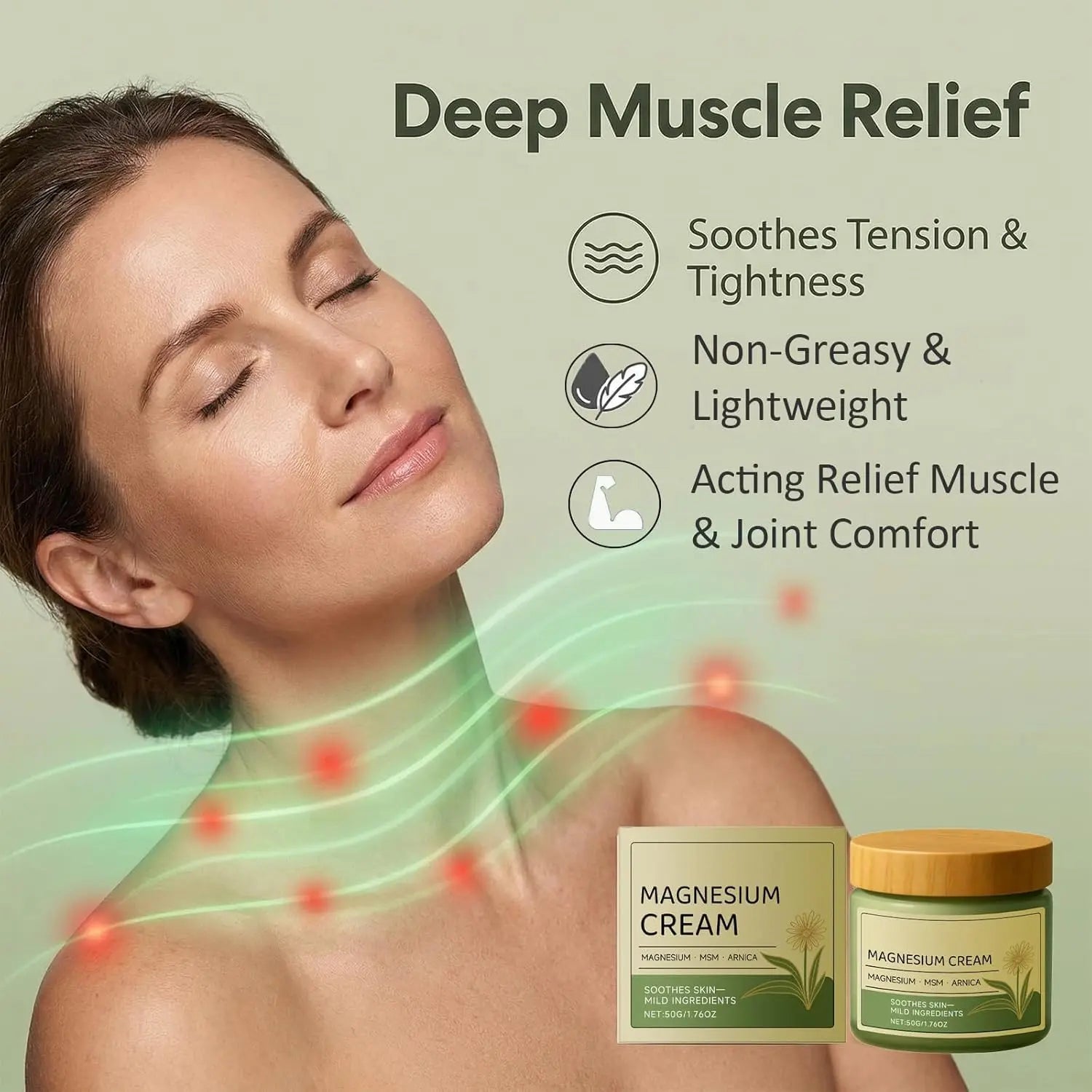 Magnesium Cream with MSM & Arnica,Nerve Relief Mild Ingredients for Skin Soothing,Fast-Absorbing Non-Greasy Massage Cream for Daily Comfort Generic uk supplements