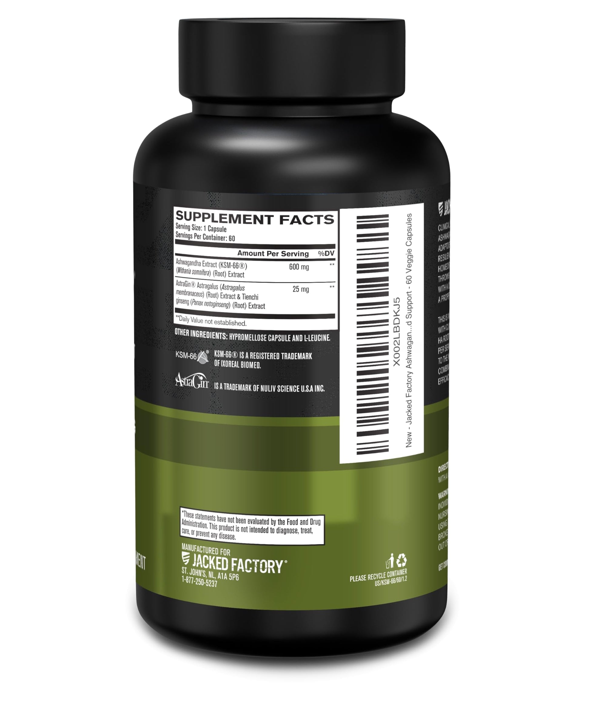 Jacked Factory Ashwagandha Root Extract (KSM-66 Ashwagandha) w/ 5% Withanolides - Supplement for Natural Stress Relief, Cognitive Function, Vitality, and Mood Support - 60 Veggie Capsules Jacked Factory uk supplements