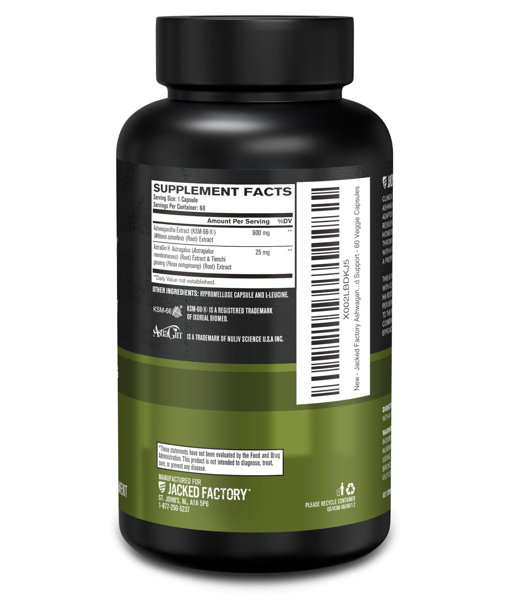 Jacked Factory Ashwagandha Root Extract (KSM-66 Ashwagandha) w/ 5% Withanolides - Supplement for Natural Stress Relief, Cognitive Function, Vitality, and Mood Support - 60 Veggie Capsules Jacked Factory uk supplements