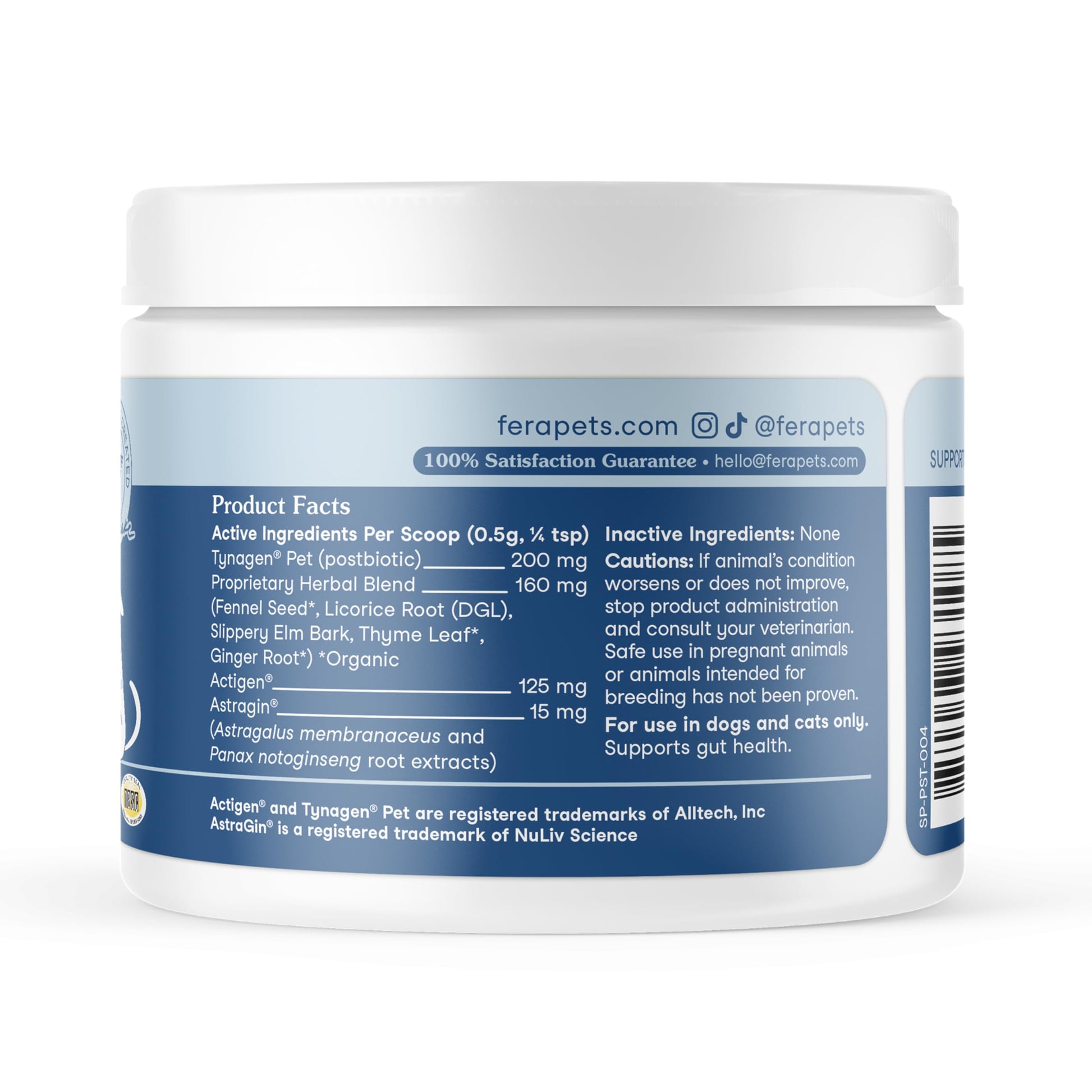Fera Pets Postbiotics Plus Prebiotics for Dogs & Cats - with Slippery Elm - Promotes Optimal Digestive Health & Inflammatory Response - Enhances Immunity - 120 Scoops Fera Pets uk supplements