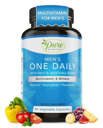 Pure By Nature One-Daily Multivitamin for Men, Immune Support Supplement with Non-GMO Ingredient, Vitamin & Minerals for Energy, 60 Veggie Capsules Pure By Nature uk supplements